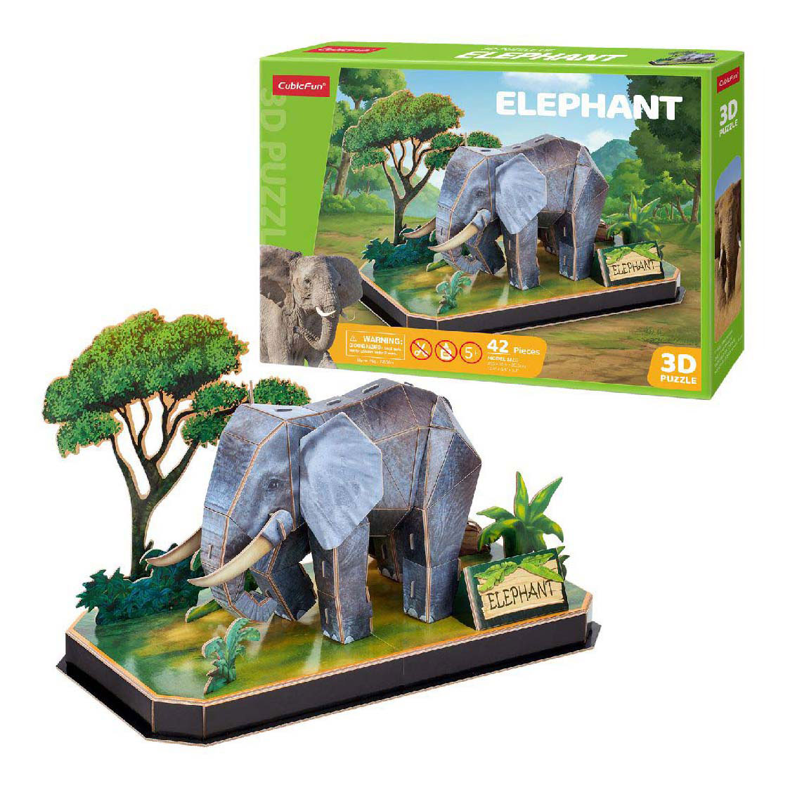 Puzzle 3D amusant et cubique, éléphant