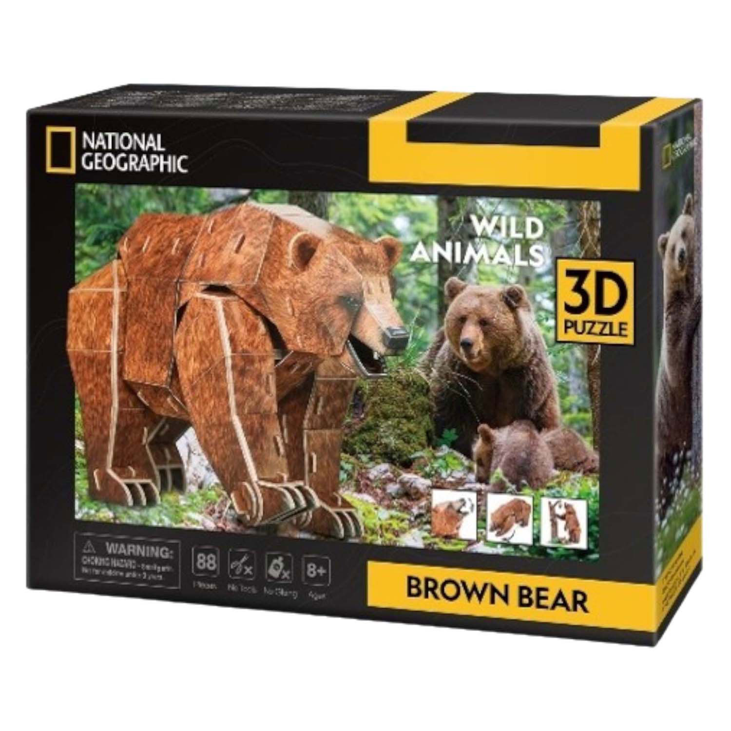 Puzzle 3D amusant et cubique, ours brun National Geographic