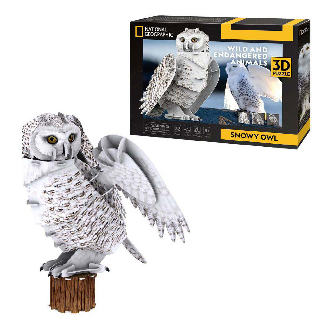 Puzzle 3D cubique amusant Chouette des neiges de National Geographic