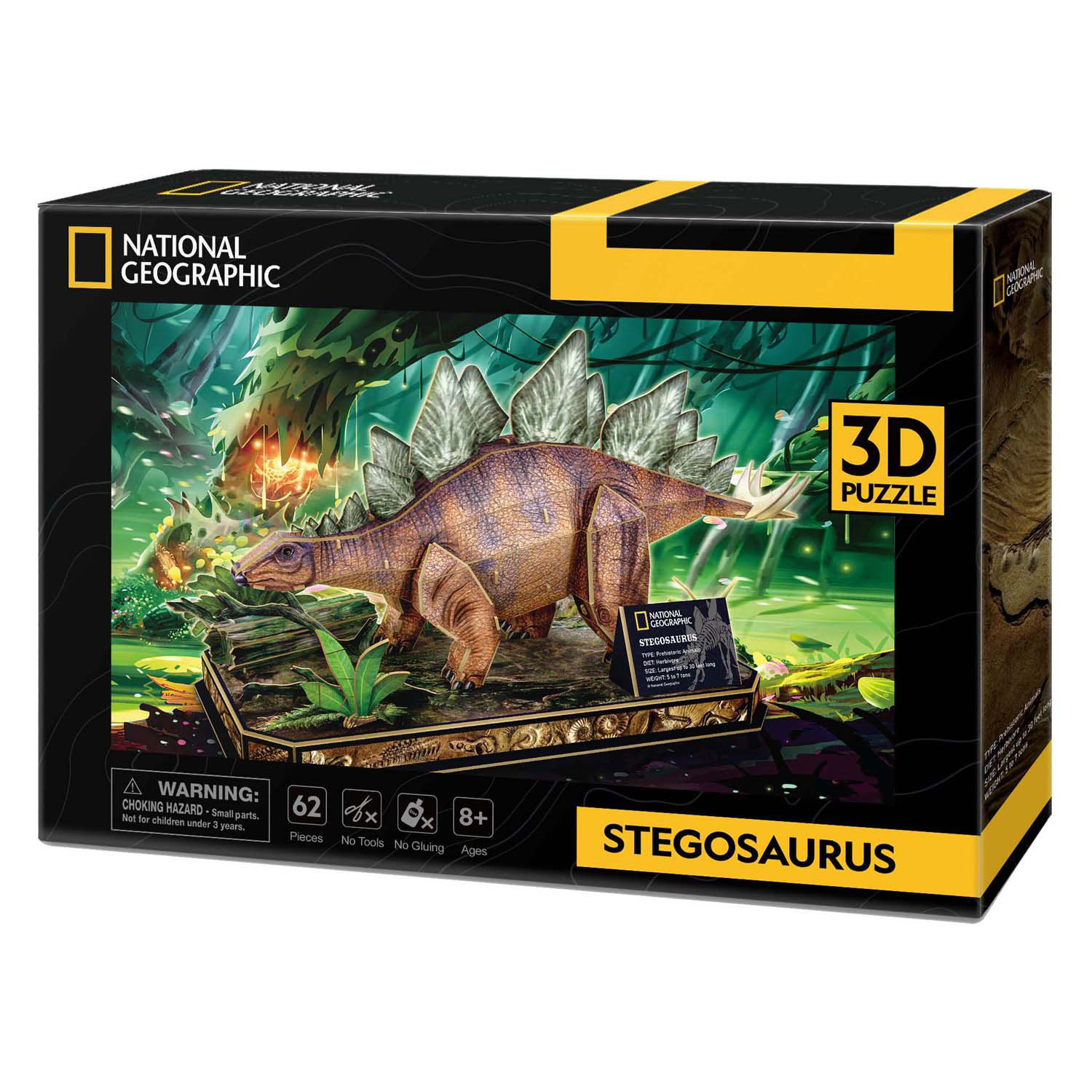 Puzzle 3D cubique amusant Stégosaure National Geographic