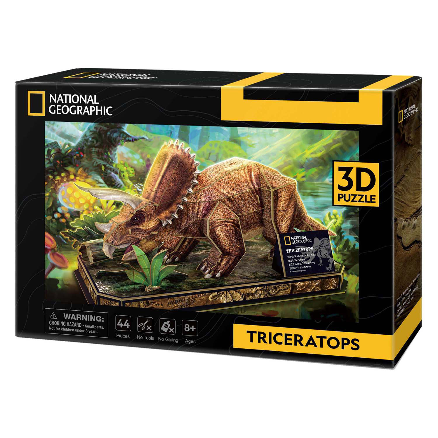 Puzzle 3D cubique amusant Tricératops National Geographic