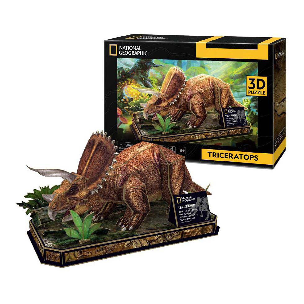 Puzzle 3D cubique amusant Tricératops National Geographic