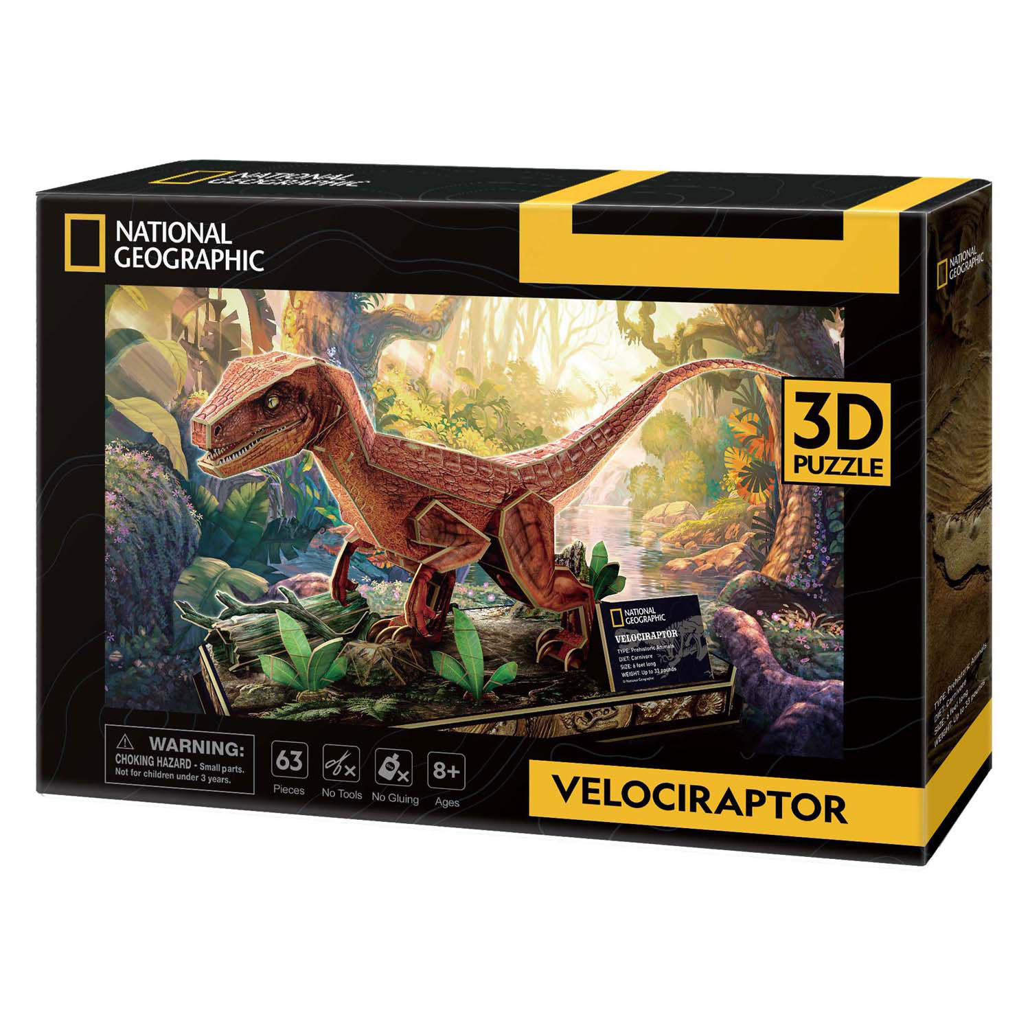 Puzzle 3D cubique amusant Vélociraptor National Geographic