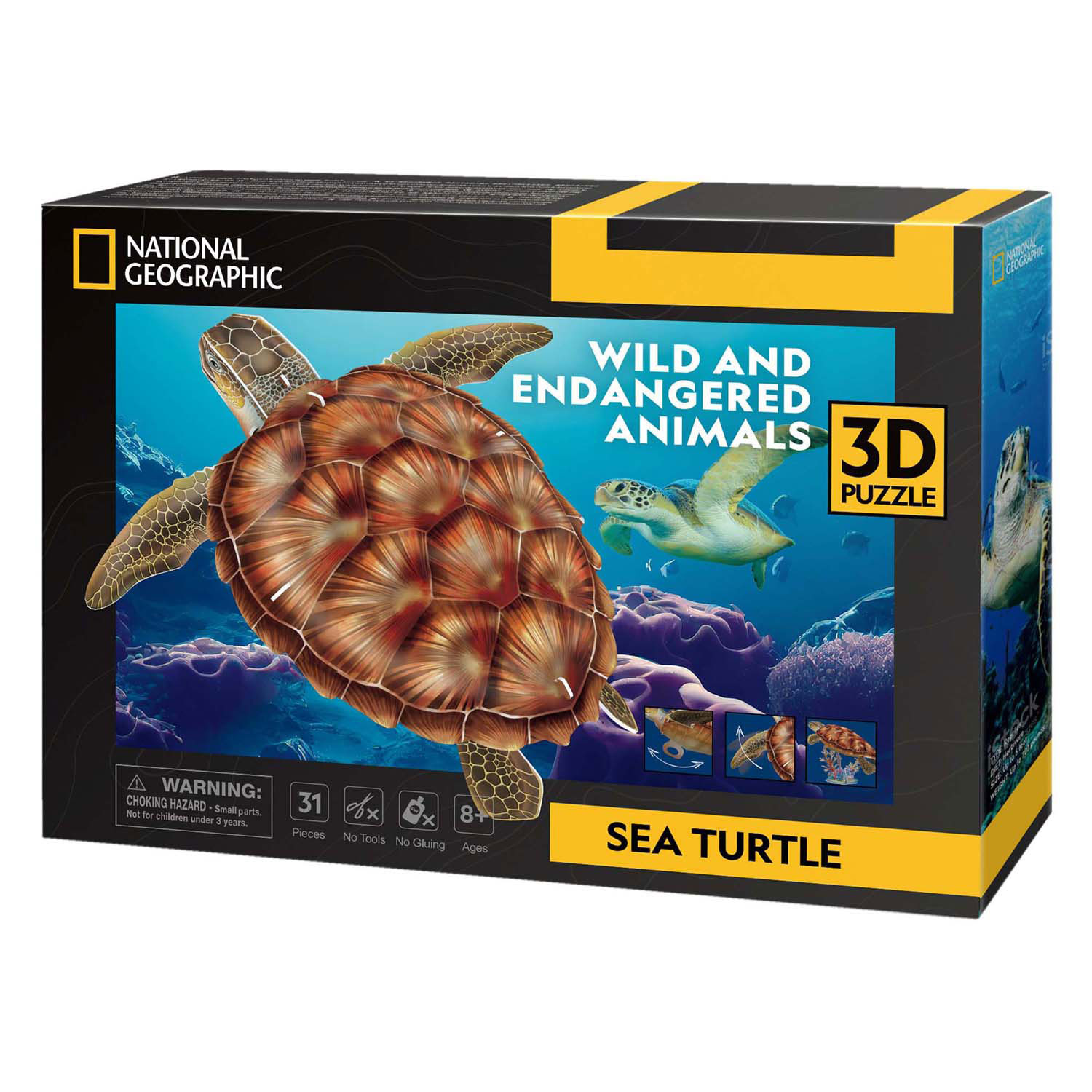 Puzzle 3D cubique amusant Tortue de mer National Geographic