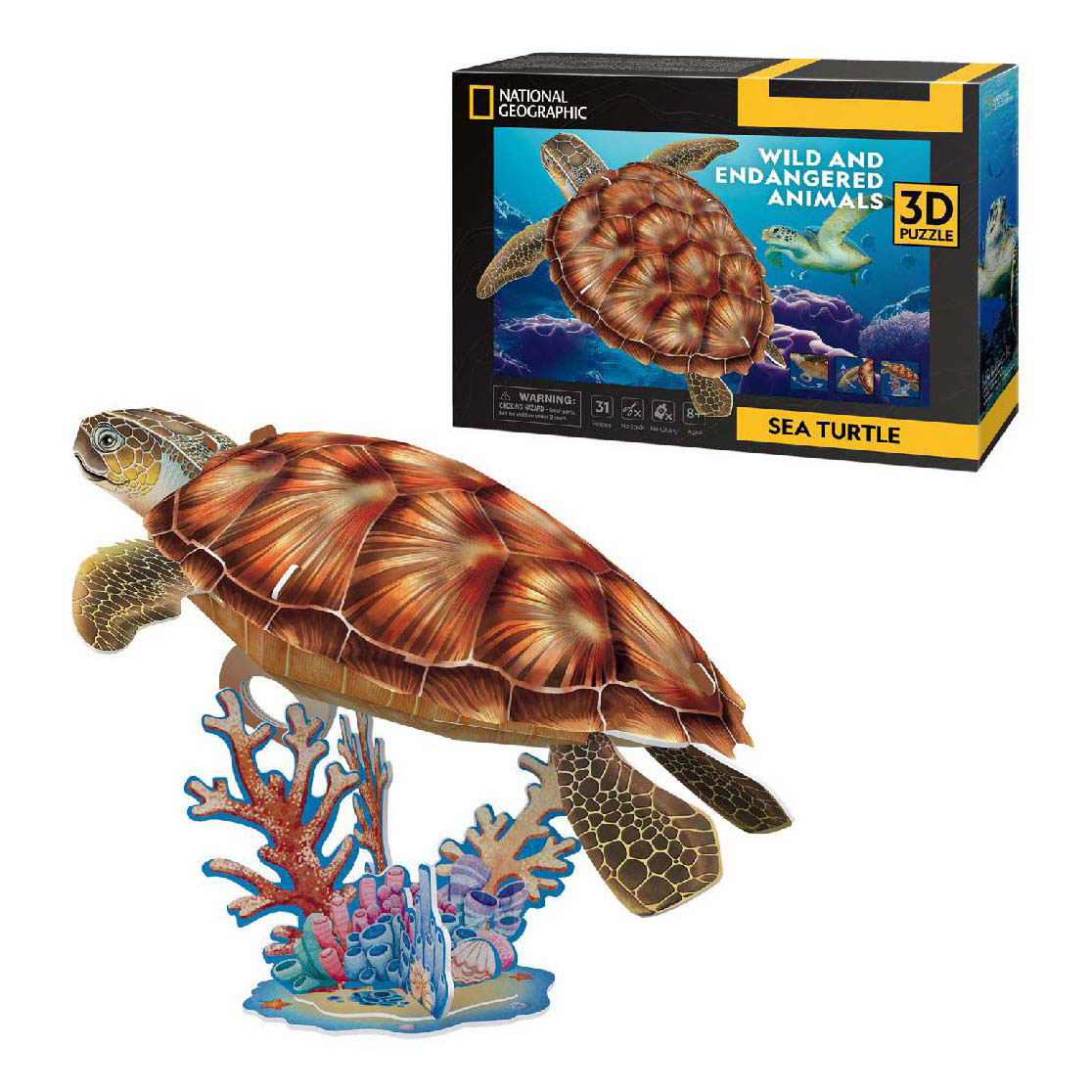 Puzzle 3D cubique amusant Tortue de mer National Geographic