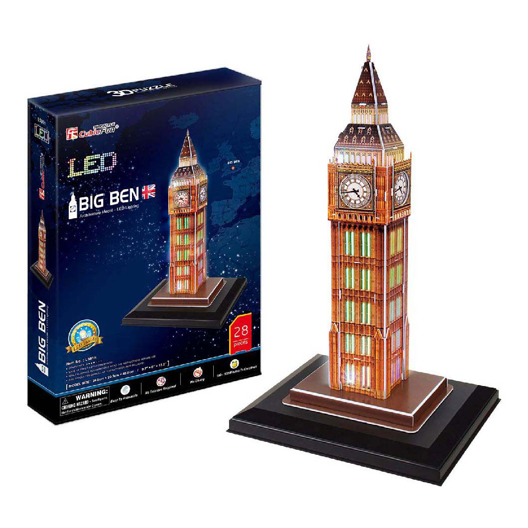 Puzzle 3D cubique amusant BIG Ben avec éclairage LED