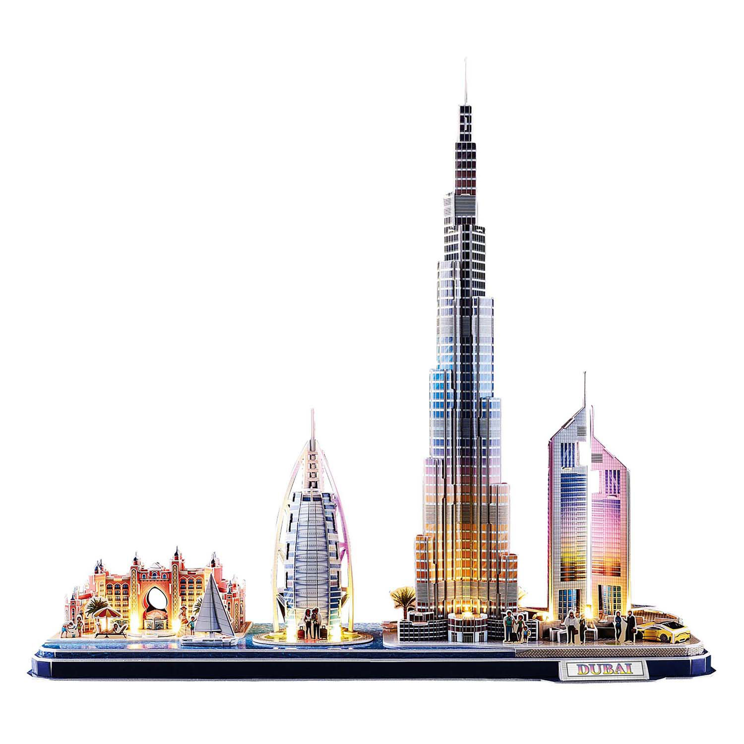 Puzzle 3D cubique amusant City Line Dubaï avec éclairage LED