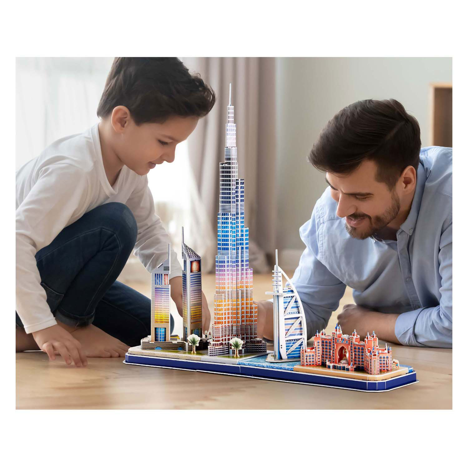 Puzzle 3D cubique amusant City Line Dubaï avec éclairage LED