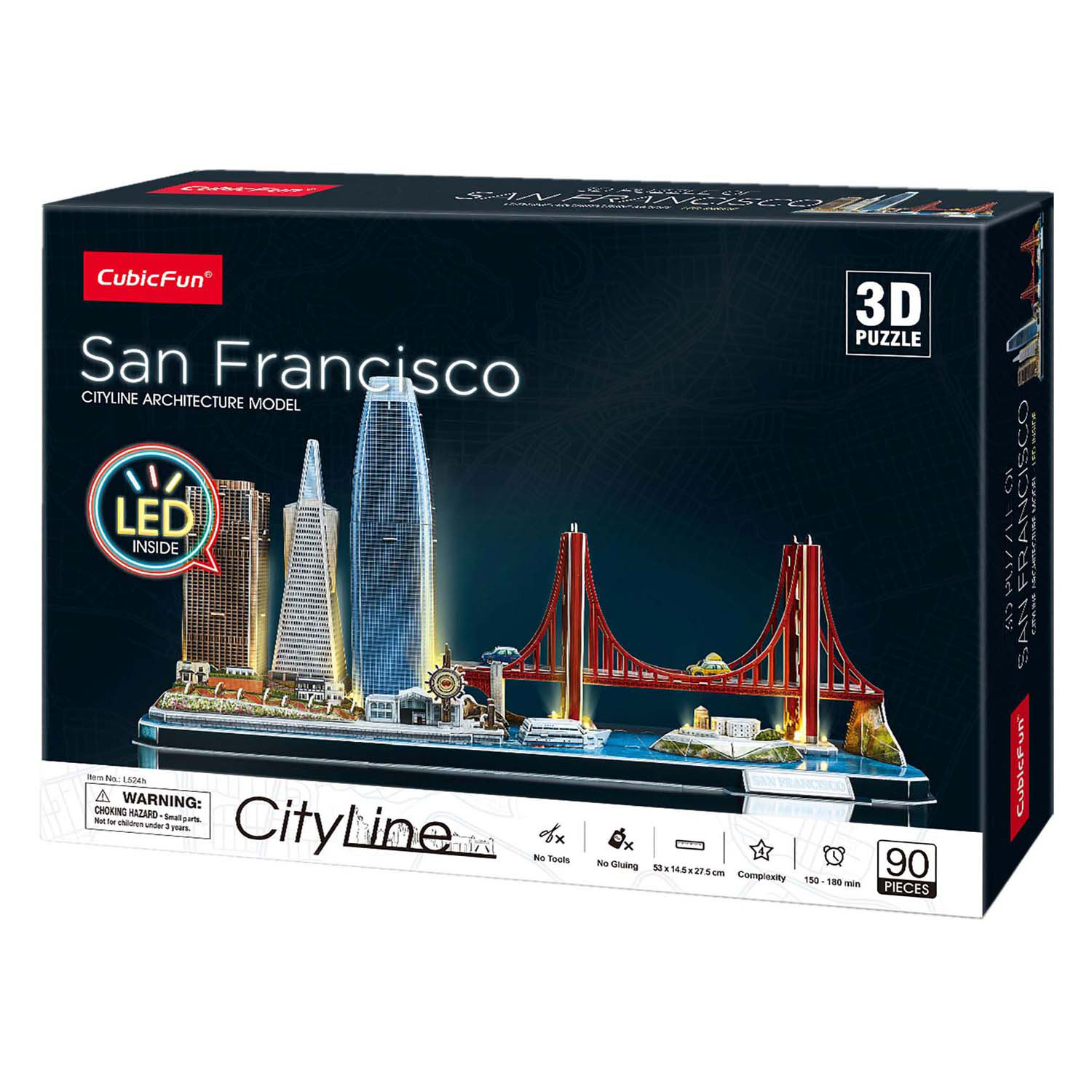 Puzzle 3D cubique amusant City Line San Francisco avec éclairage LED