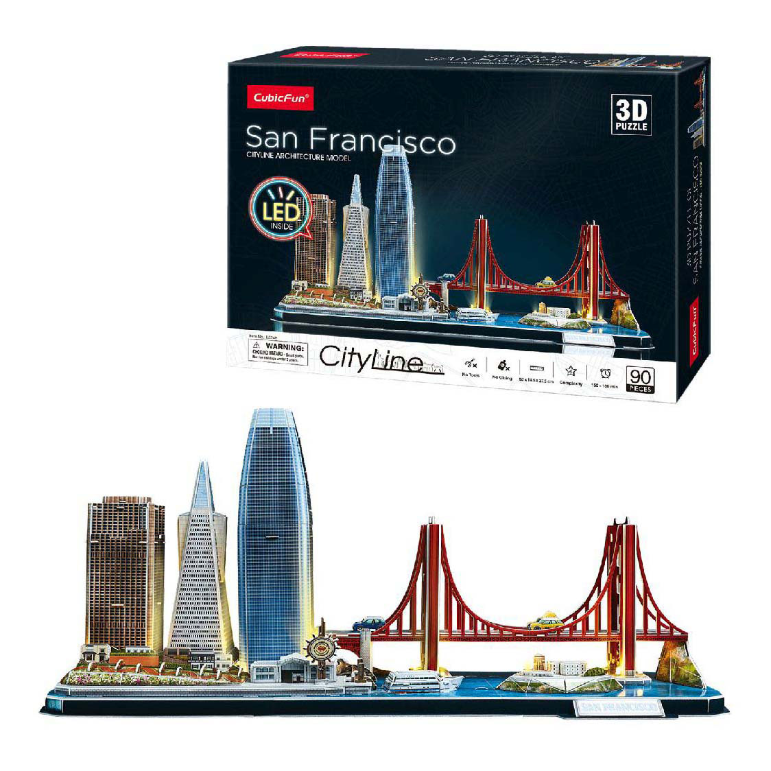 Puzzle 3D cubique amusant City Line San Francisco avec éclairage LED