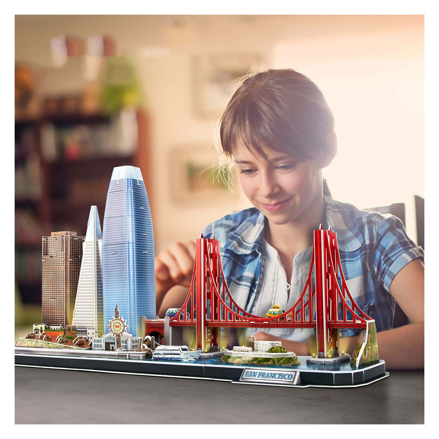 Puzzle 3D cubique amusant City Line San Francisco avec éclairage LED