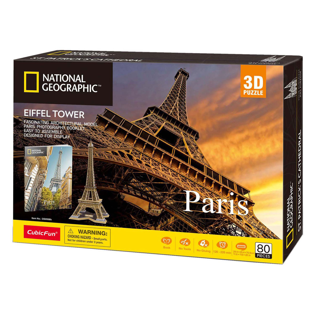 Puzzle 3D cubique amusant National Geographic Tour Eiffel