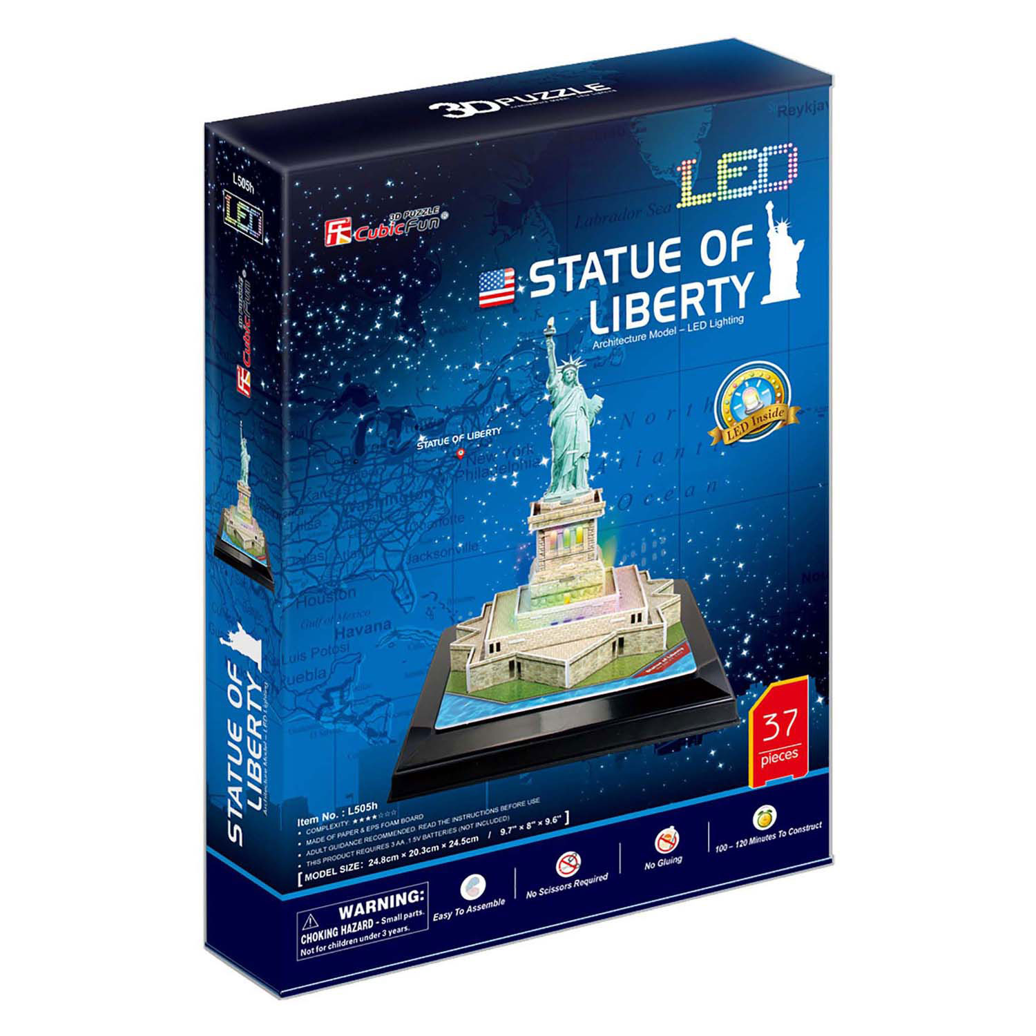 Puzzle 3D cubique amusant Statue de la Liberté avec éclairage LED