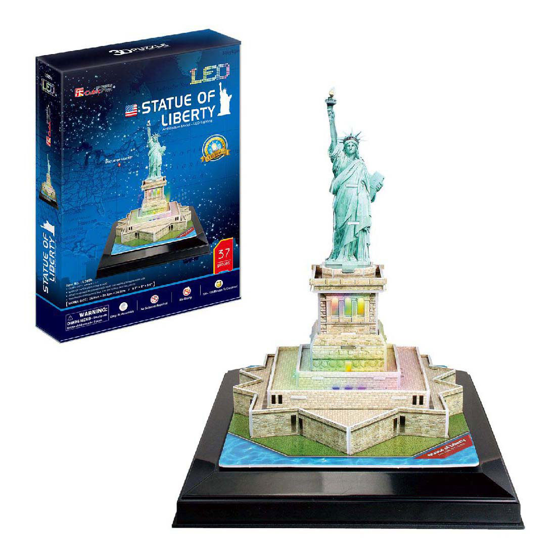 Puzzle 3D cubique amusant Statue de la Liberté avec éclairage LED