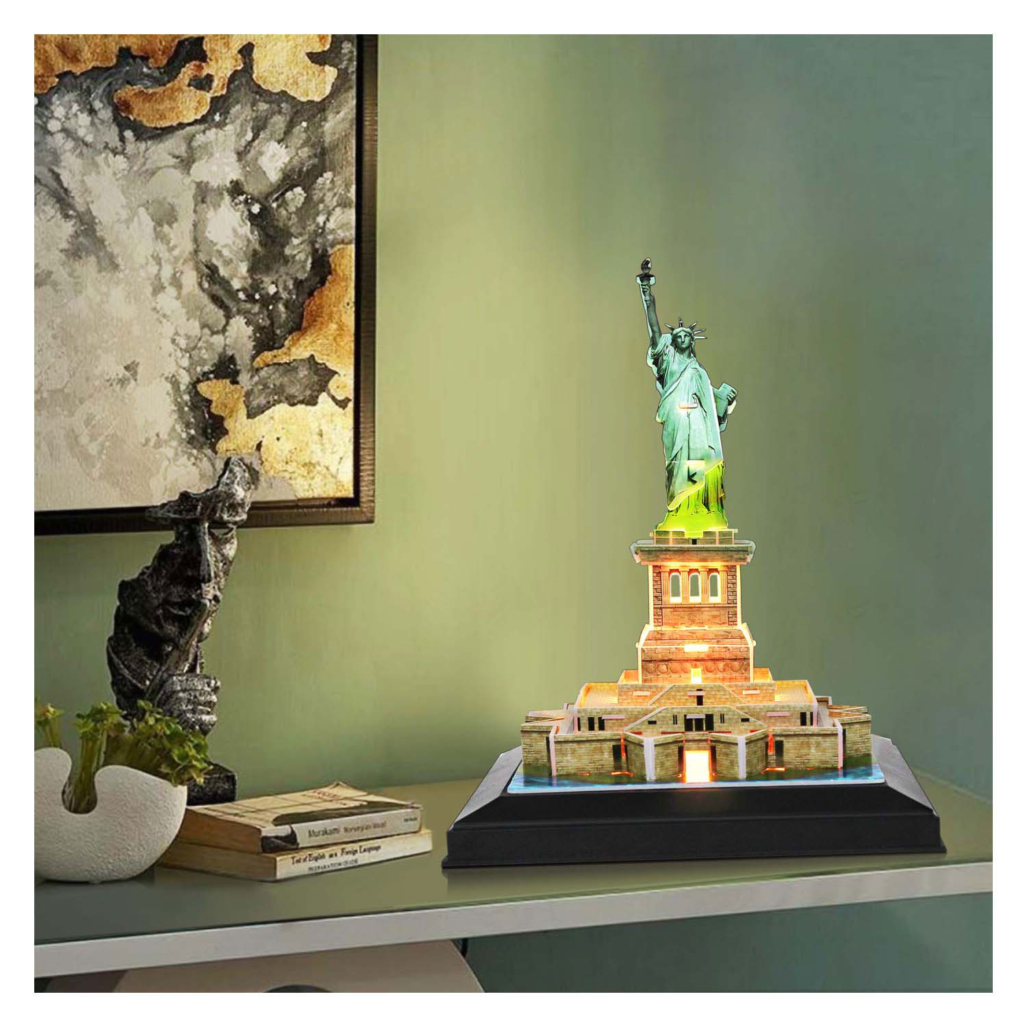 Puzzle 3D cubique amusant Statue de la Liberté avec éclairage LED