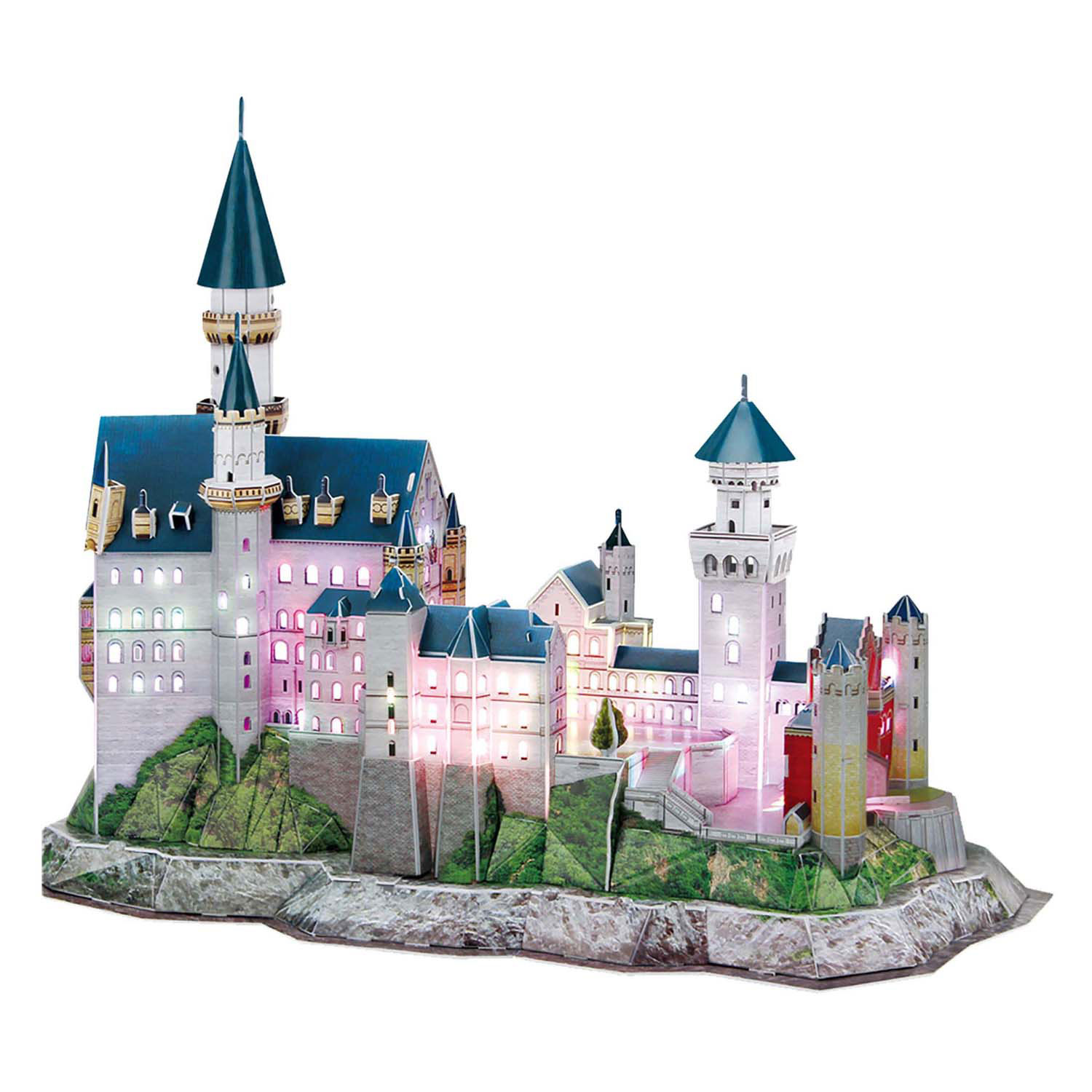 Puzzle 3D cubique amusant Château de Neuschwanstein avec éclairage LED