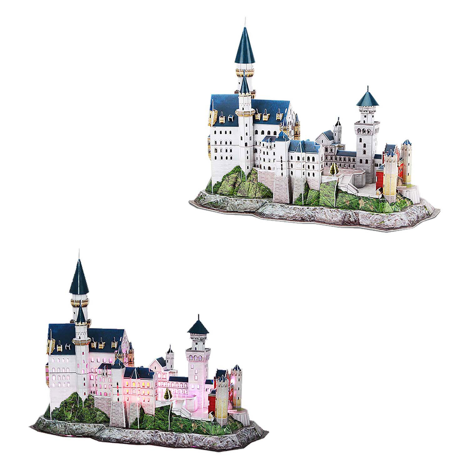 Puzzle 3D cubique amusant Château de Neuschwanstein avec éclairage LED