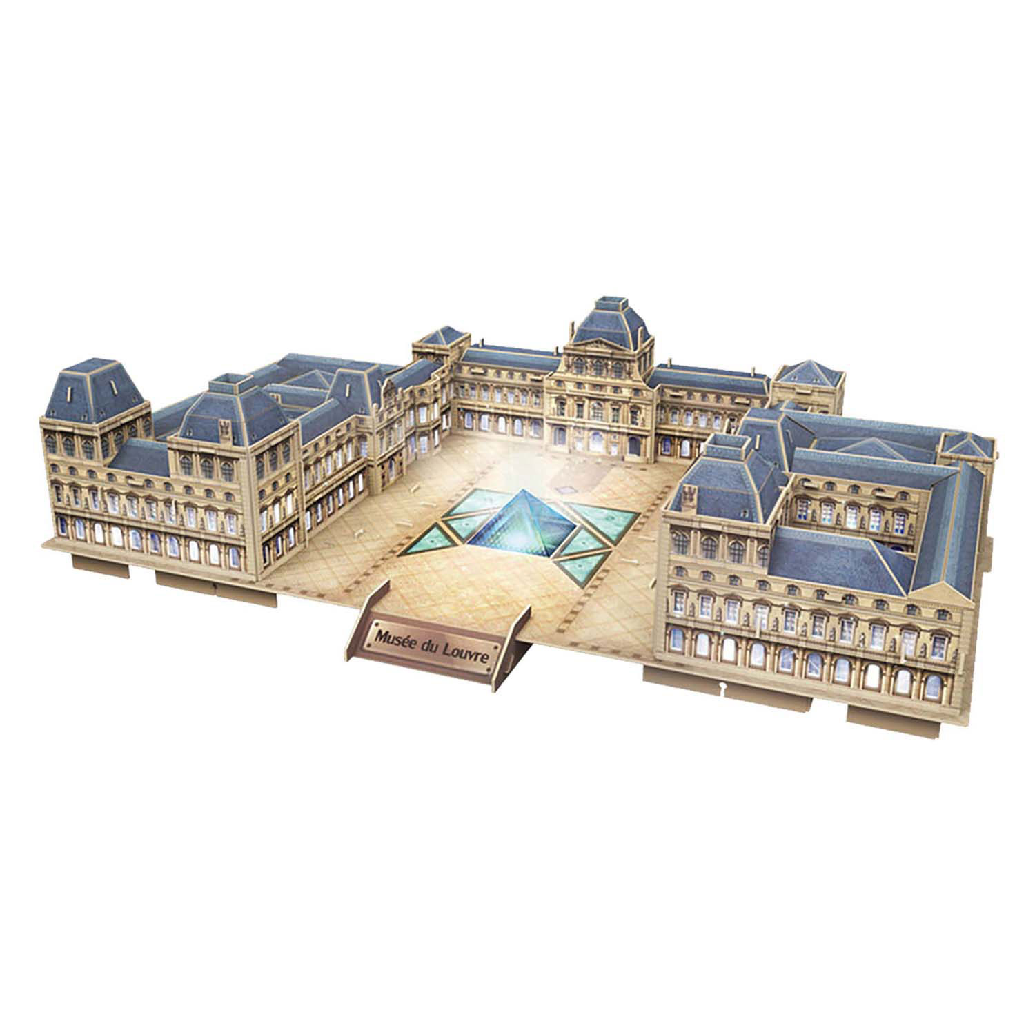 Puzzle 3D cubique amusant Le Louvre avec éclairage LED