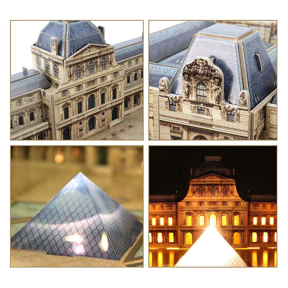 Puzzle 3D cubique amusant Le Louvre avec éclairage LED