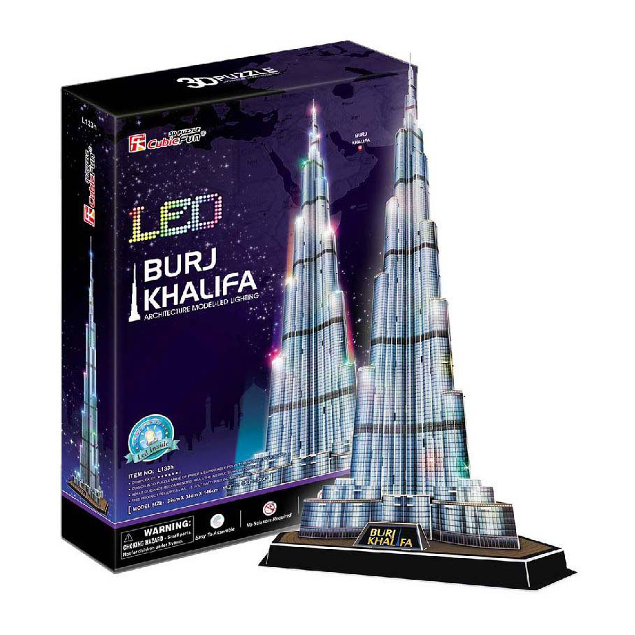 Puzzle 3D cubique amusant Burj Khalifa avec éclairage LED