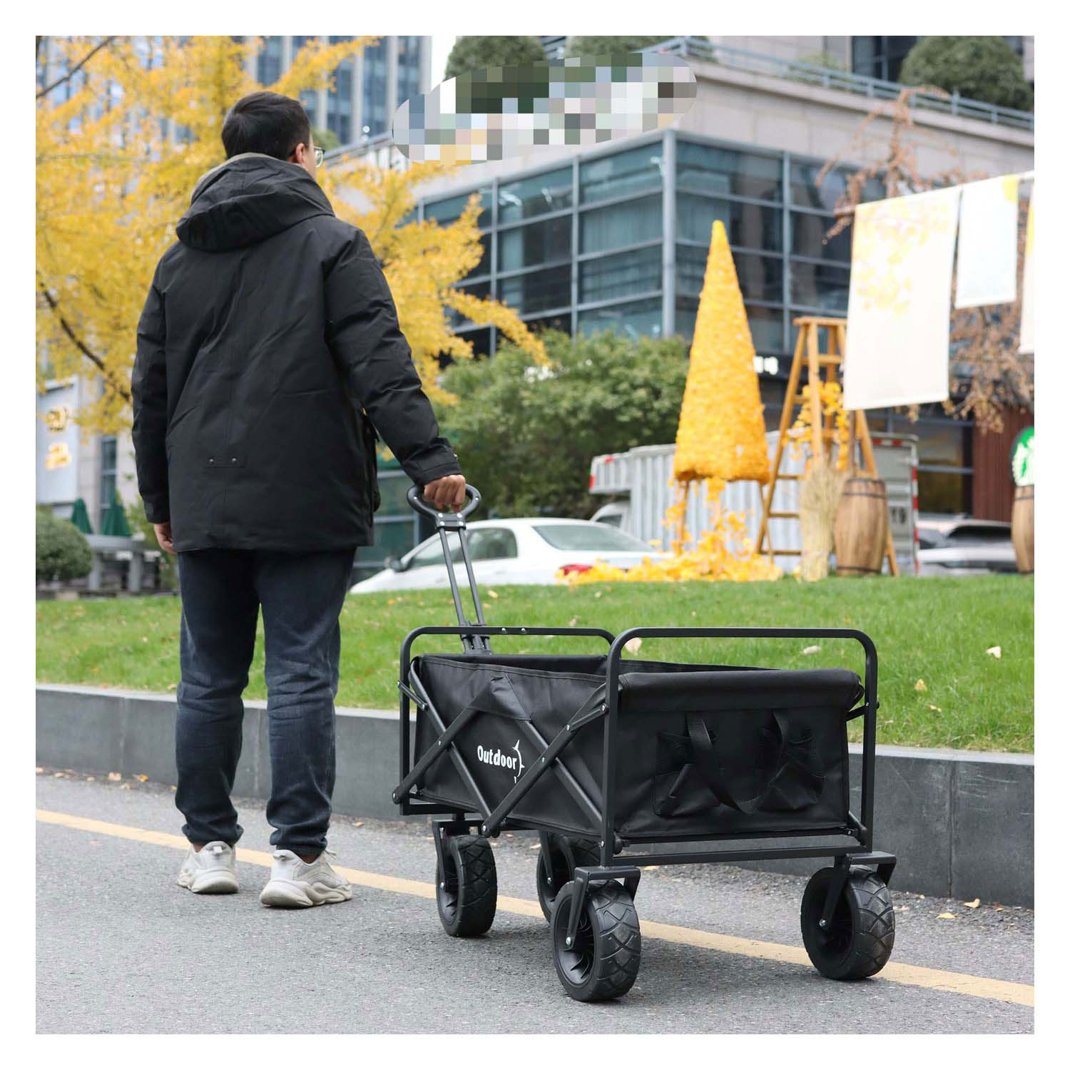 Outdoor Faltbarer Bolderwagen Schwarz