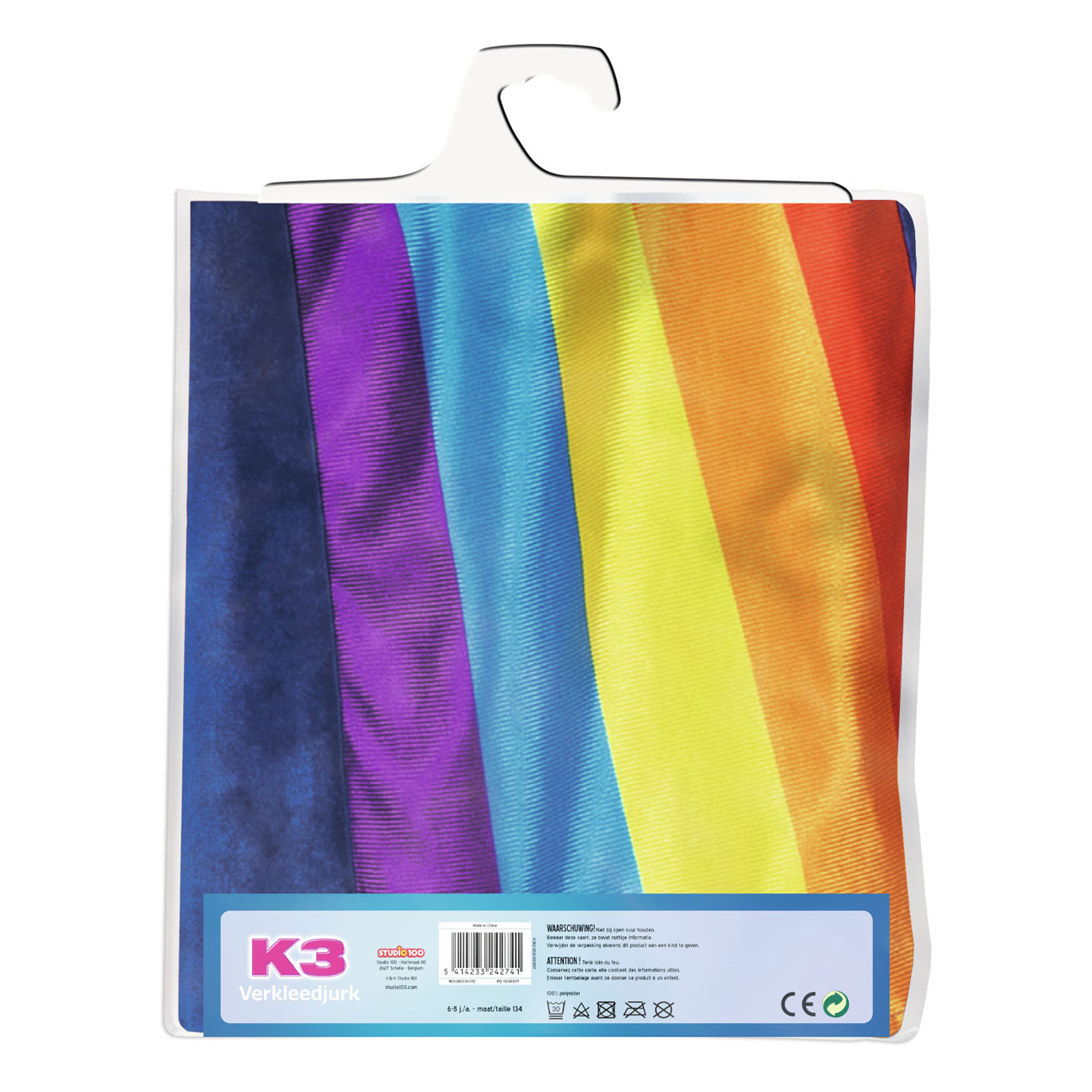 K3 Verkleedjurk - Regenboog Blauw, 6-8 jaar