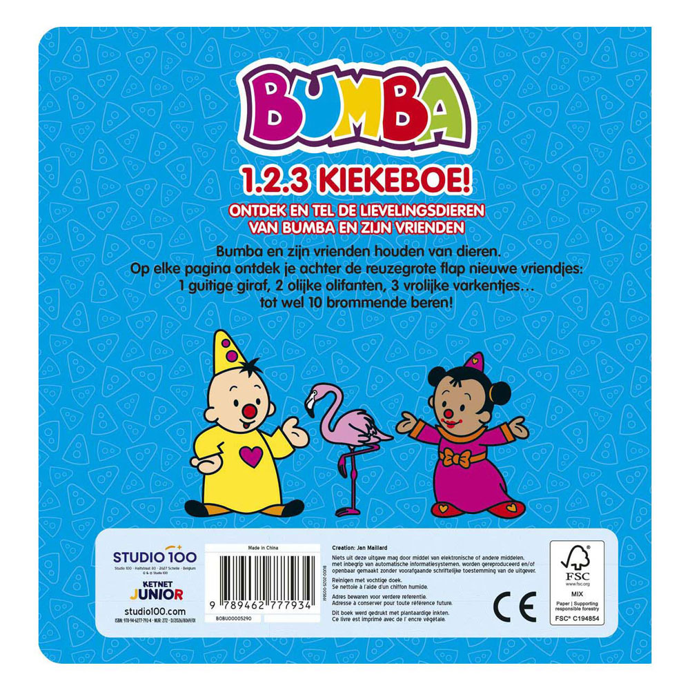 Bumba Kartonboek - 1, 2 , 3 Kiekeboe!