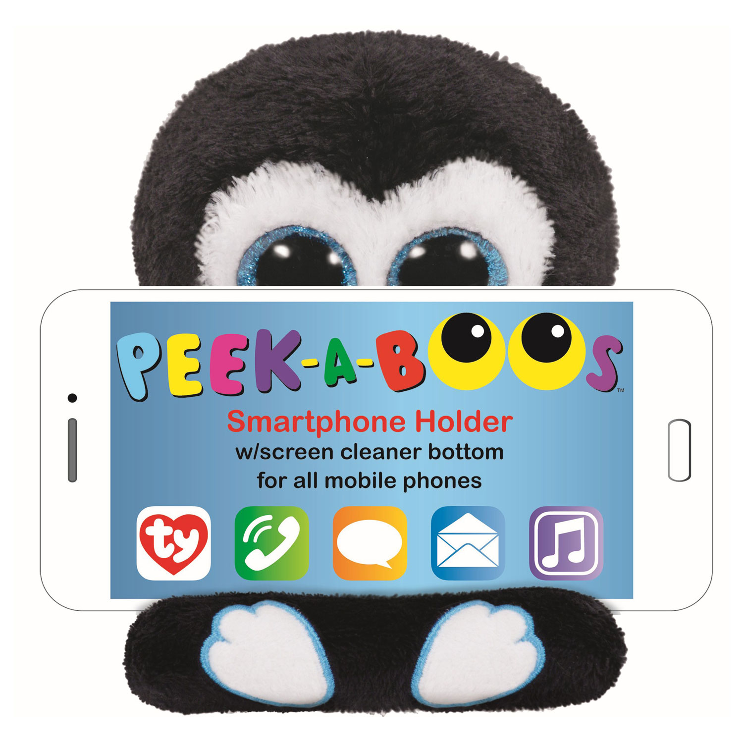 Ty Peek-a-Boo Pinguin Telefoonhouder - Penni, 15 cm