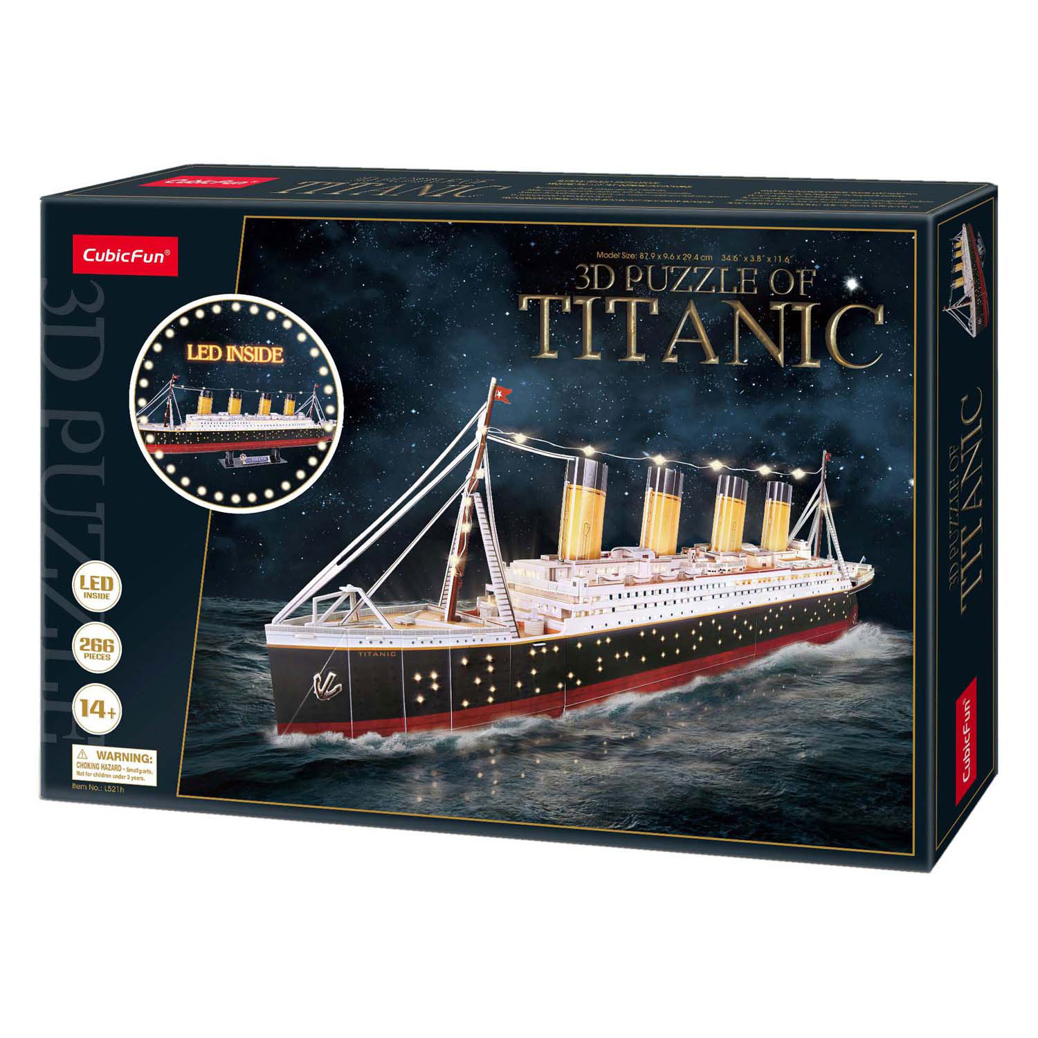 Puzzle 3D cubique amusant Titanic avec éclairage LED