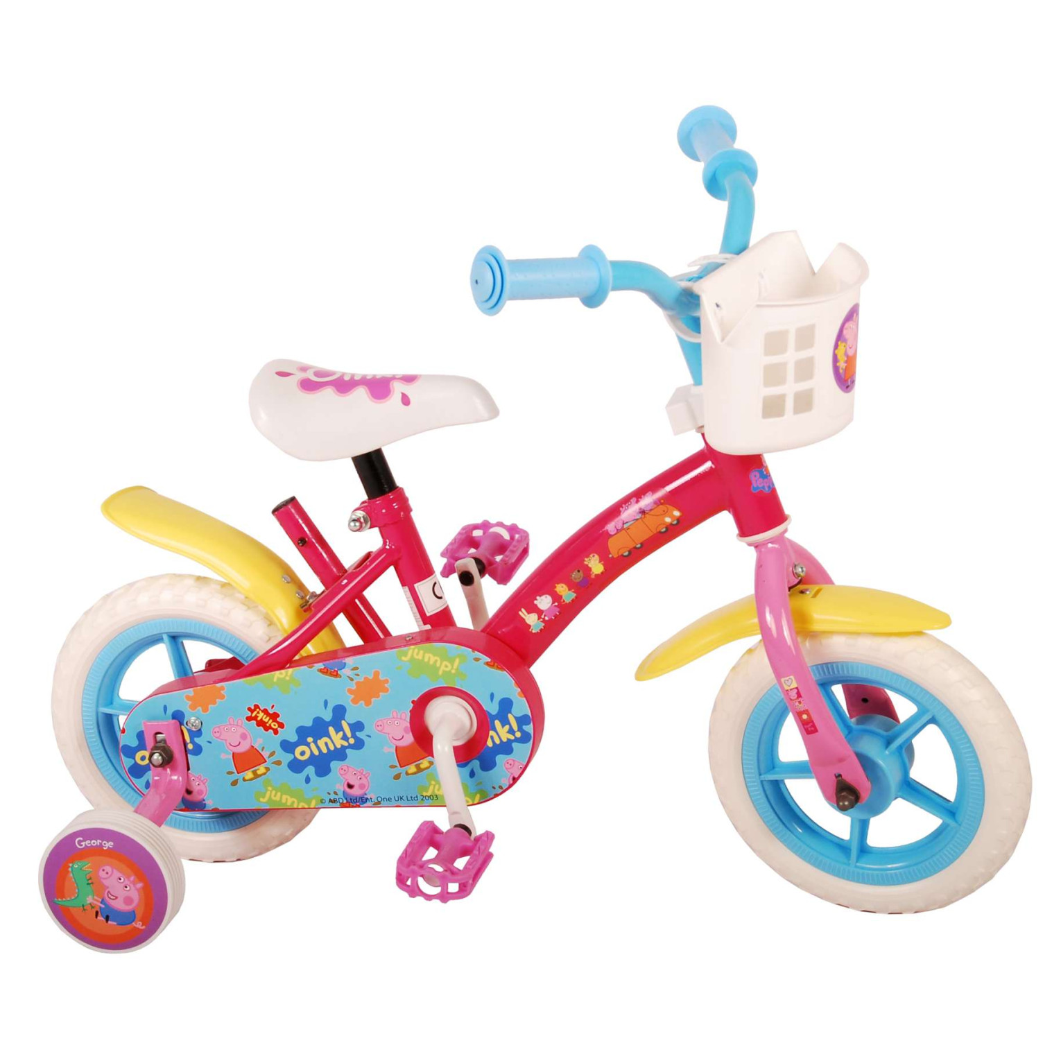 Peppa Pig Fiets - 10 inch - Roze/Blauw - Doortrapper