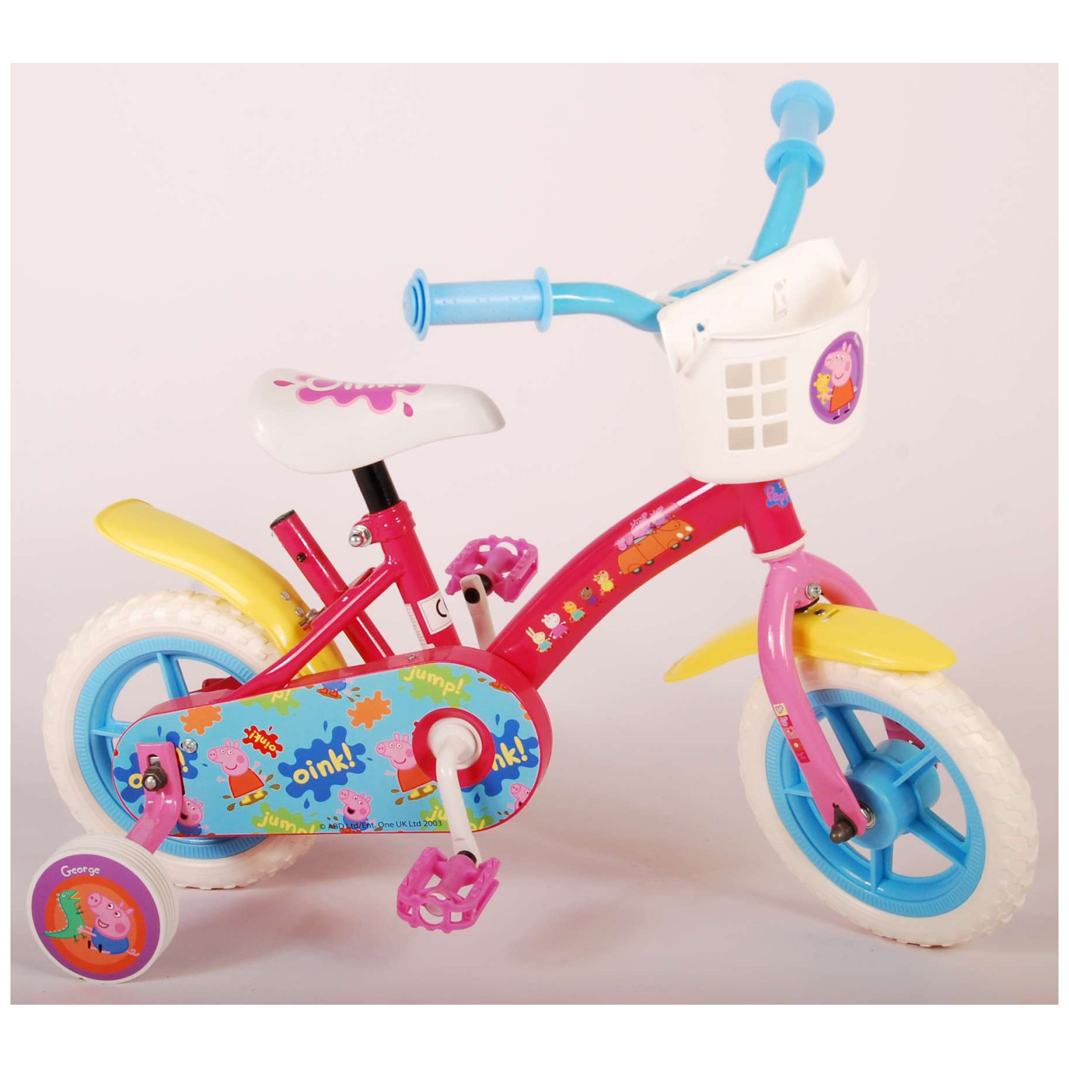 Peppa Pig Fiets - 10 inch - Roze/Blauw - Doortrapper