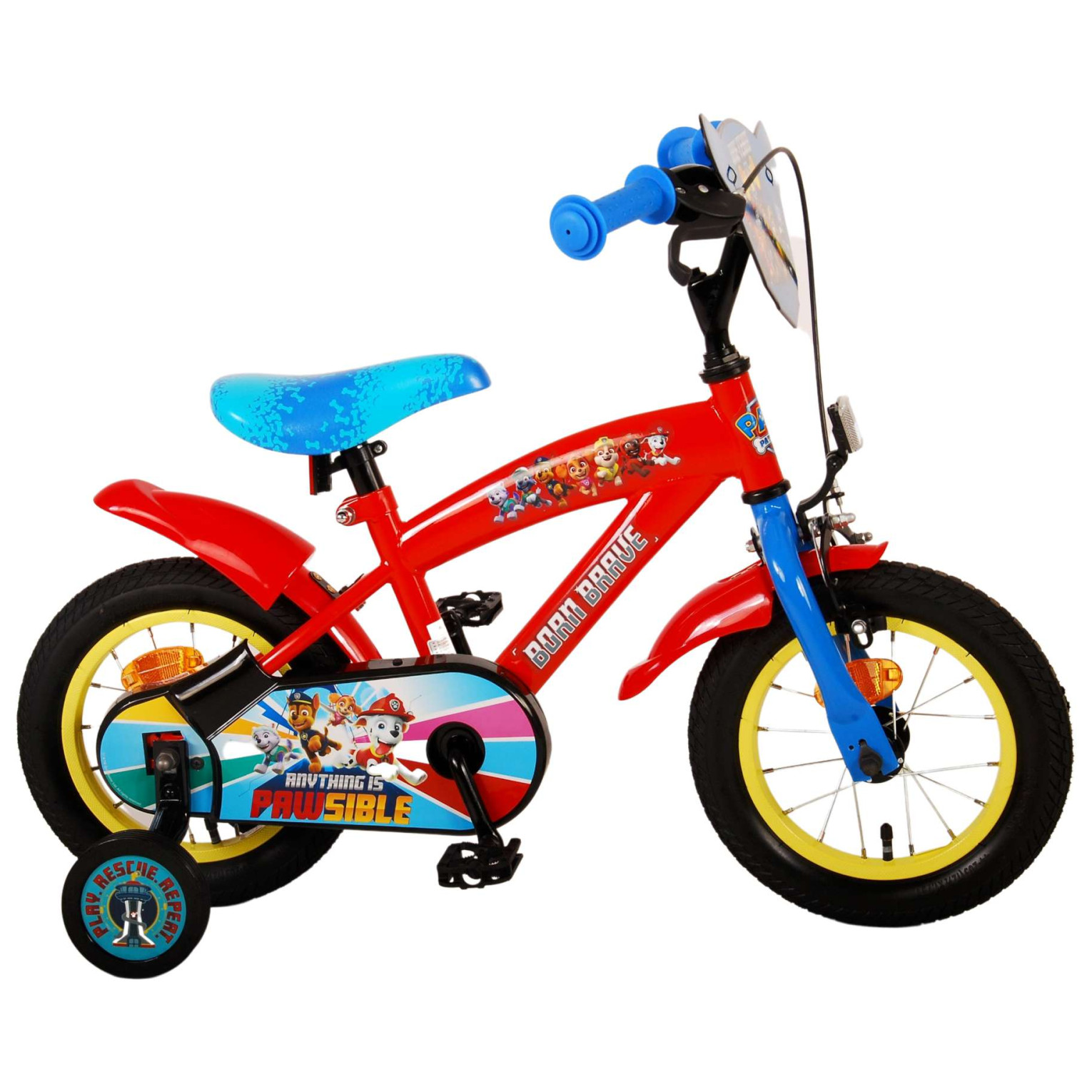 Paw Patrol Fiets - 12 inch - Rood/Blauw