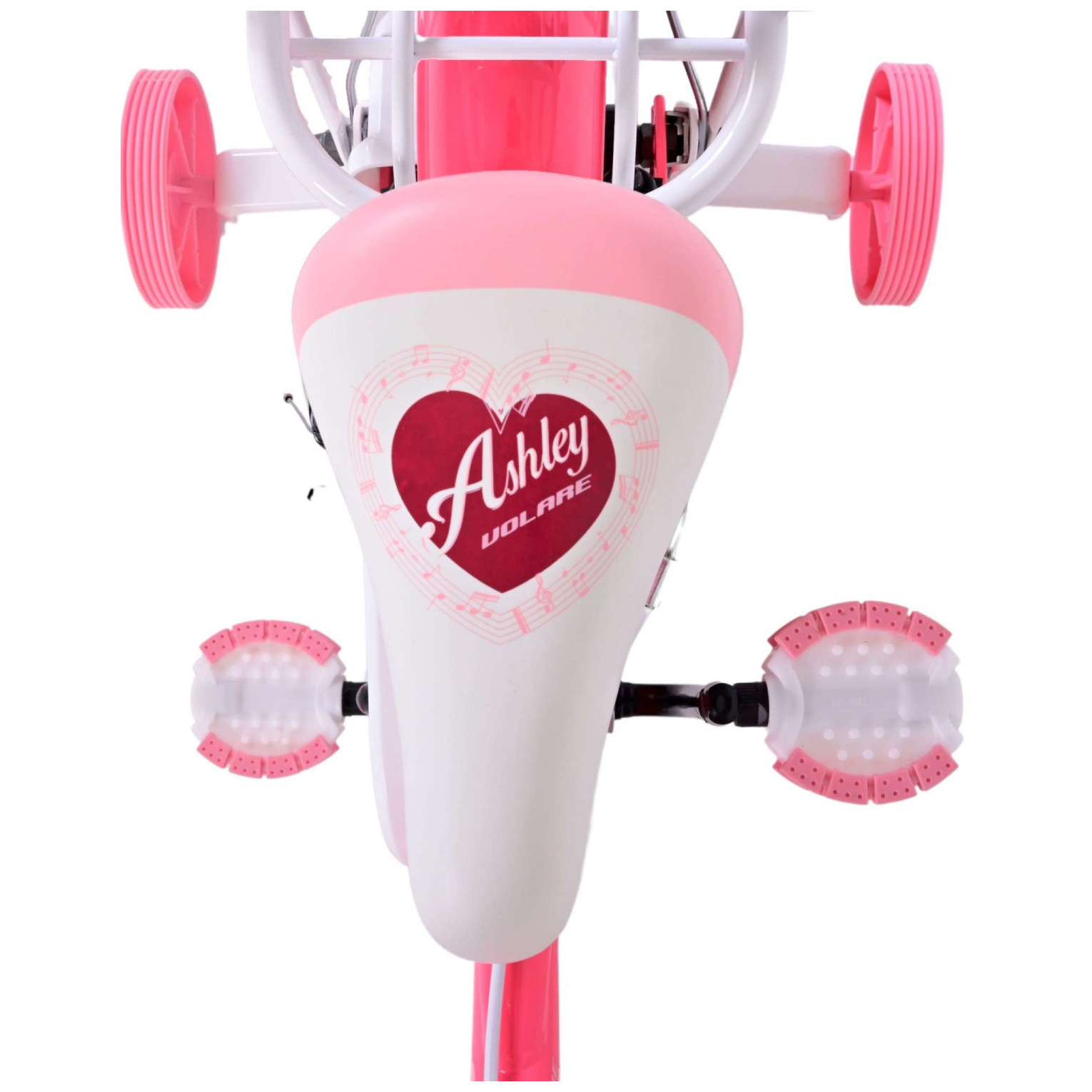 Vélo Volare Ashley - 12 pouces - Rose/Rouge - Deux freins à main