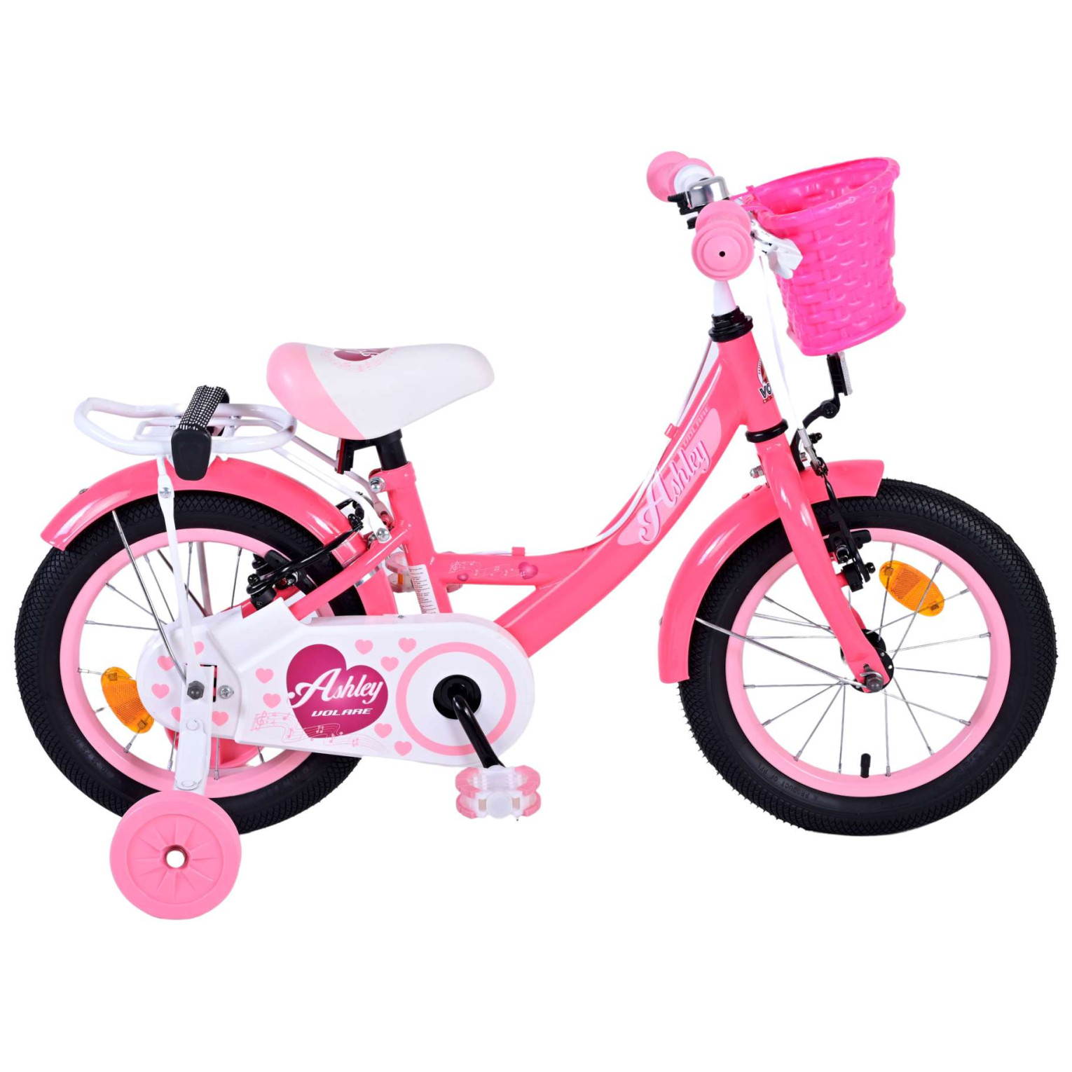 Volare Ashley Fiets - 14 inch - Roze/Rood - Twee Handremmen