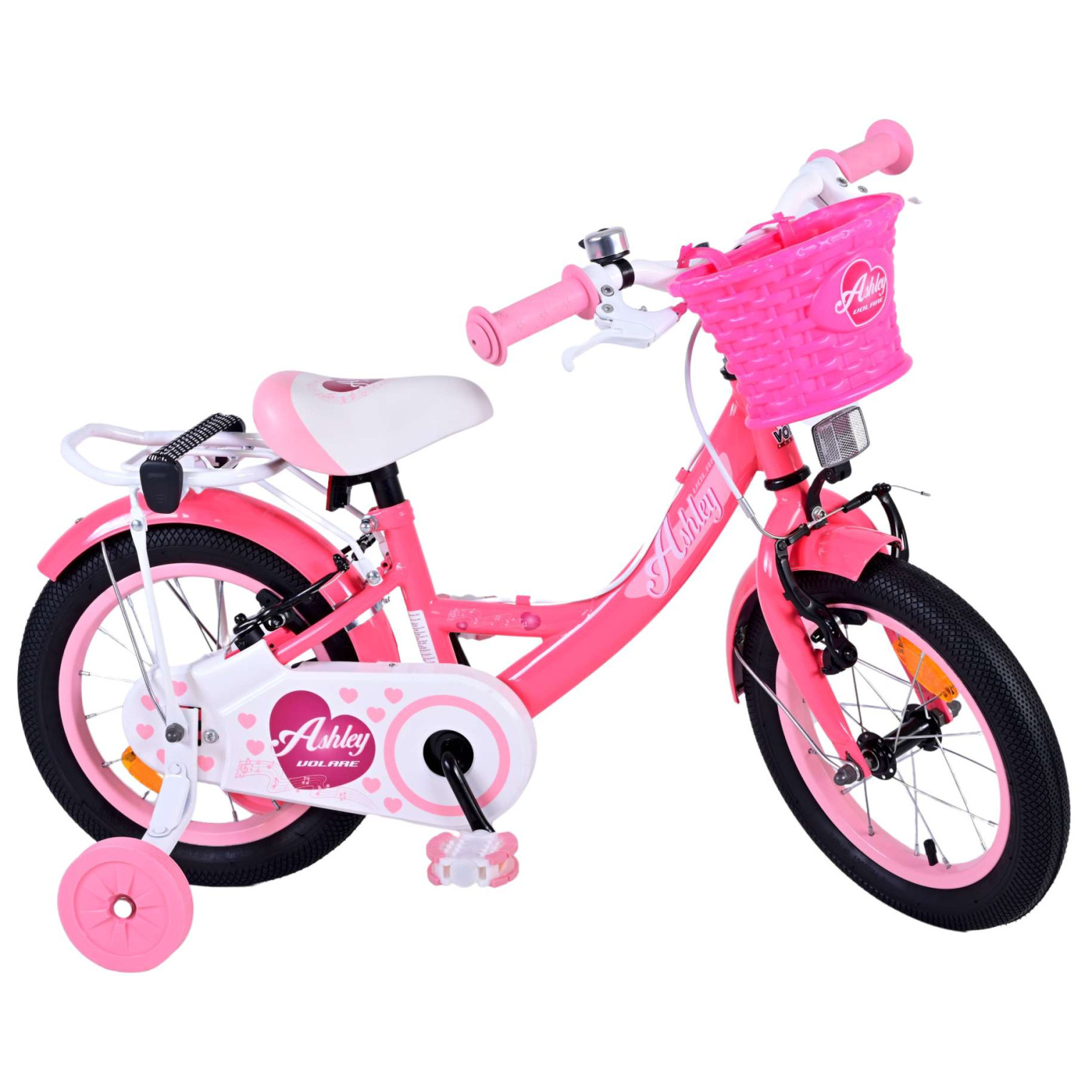 Volare Ashley Fiets - 14 inch - Roze/Rood - Twee Handremmen