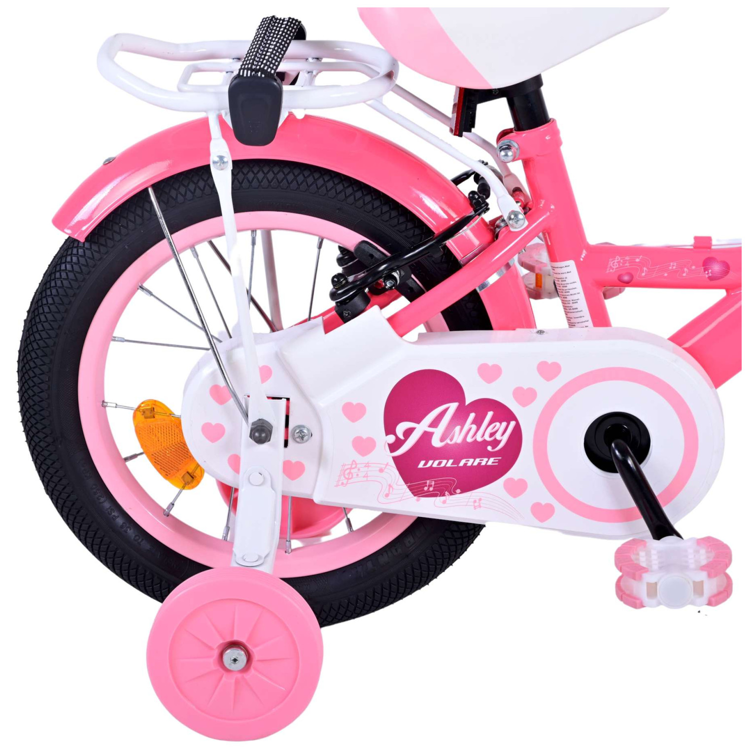 Volare Ashley Fiets - 14 inch - Roze/Rood - Twee Handremmen