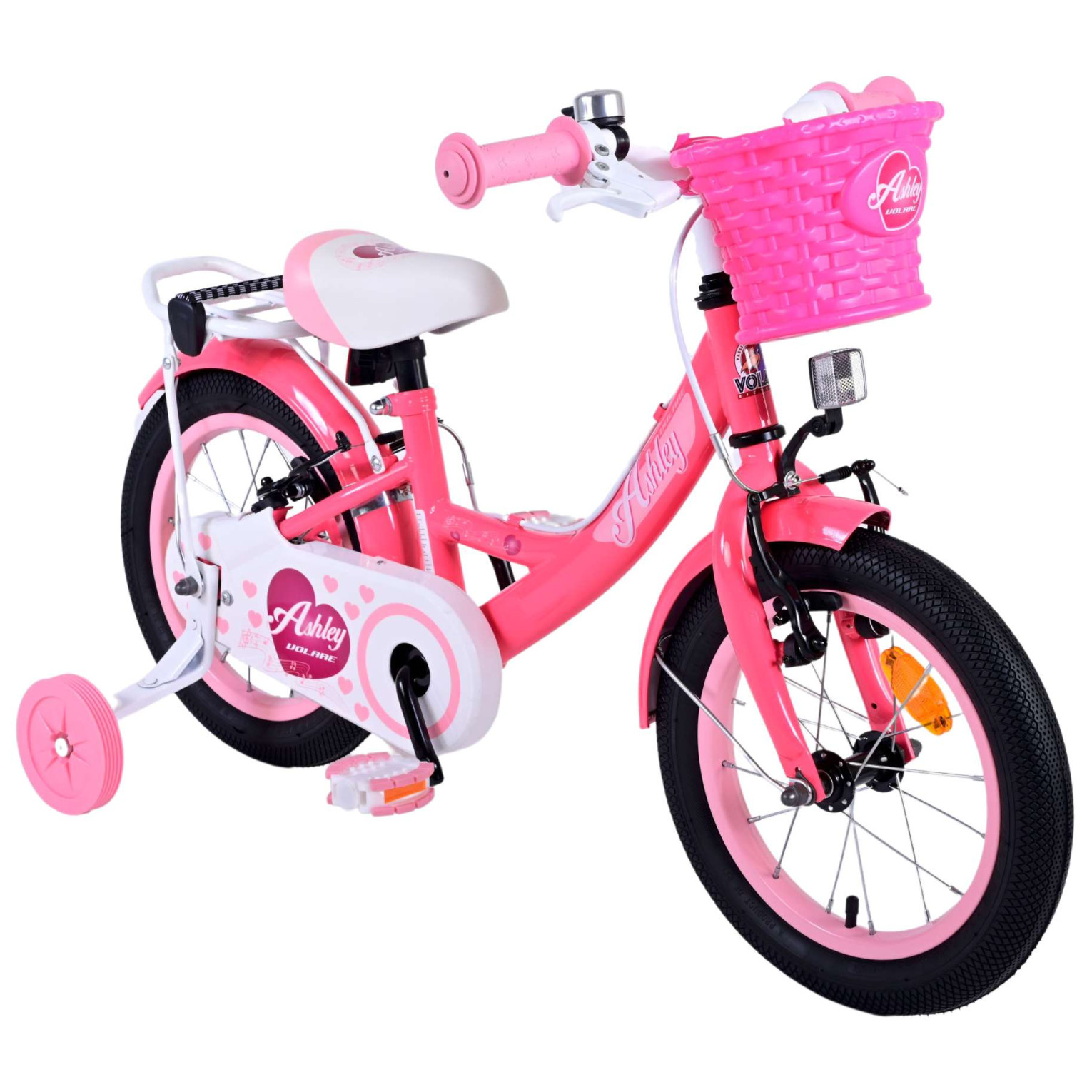 Volare Ashley Fiets - 14 inch - Roze/Rood - Twee Handremmen