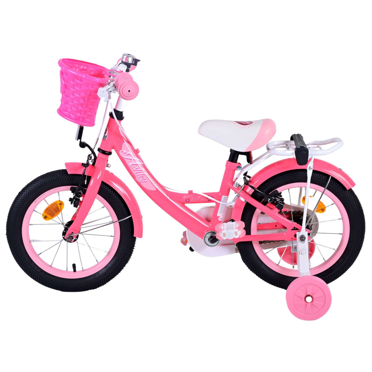 Volare Ashley Fiets - 14 inch - Roze/Rood - Twee Handremmen