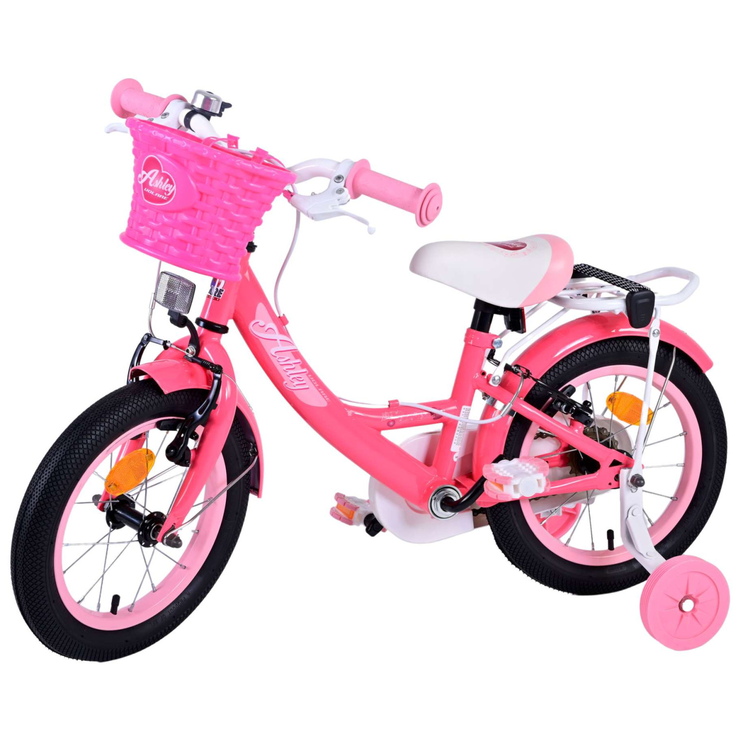 Volare Ashley Fiets - 14 inch - Roze/Rood - Twee Handremmen