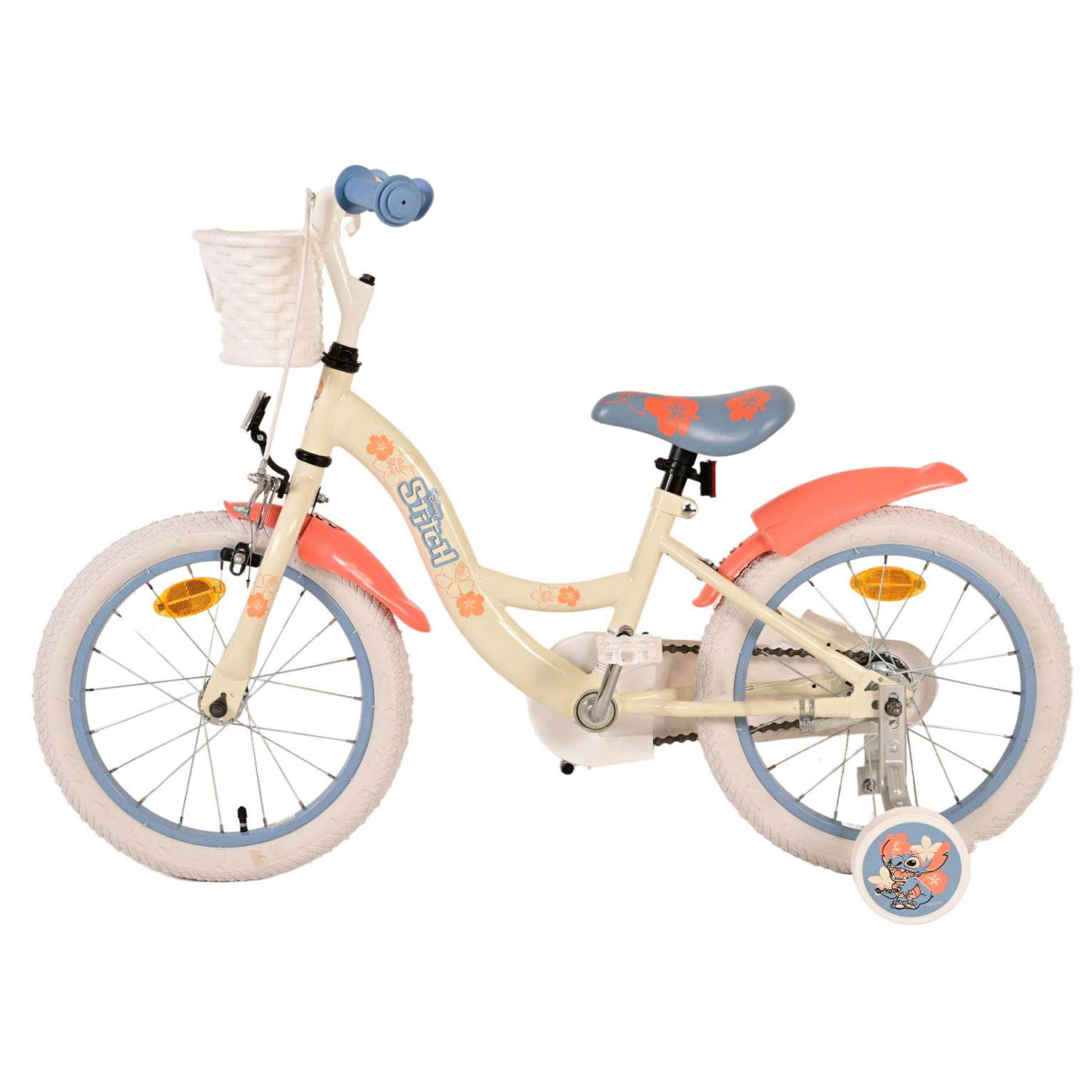 Disney Stitch Fiets - 16 inch - Crème Koraal Blauw