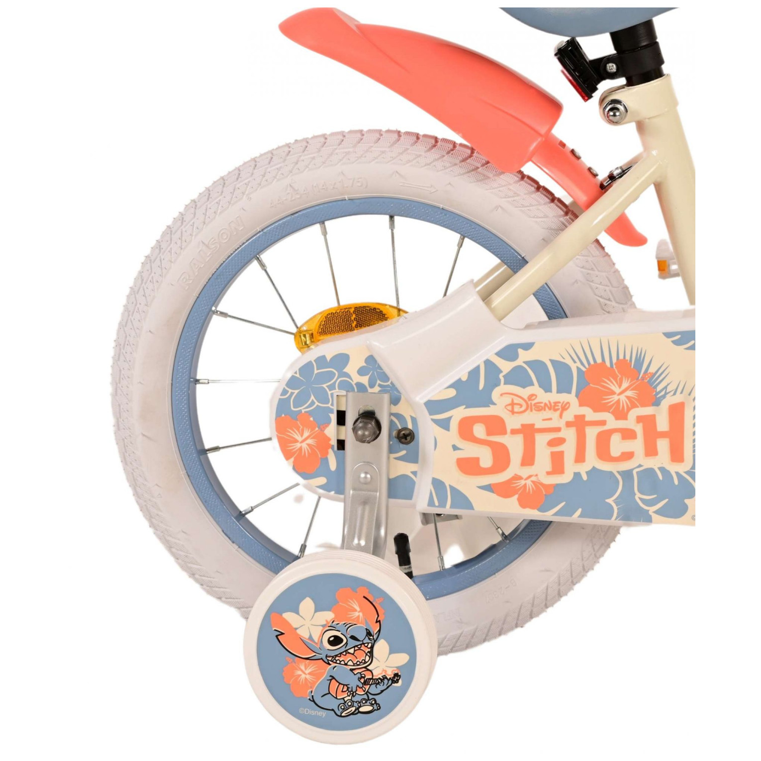 Disney Stitch Fiets - 14 inch - Crème Koraal Blauw