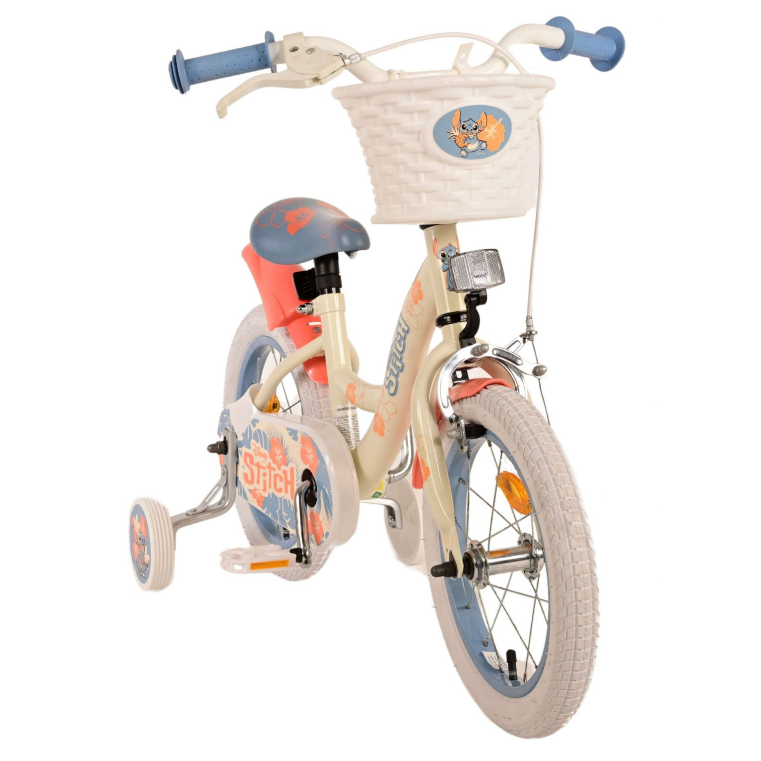 Disney Stitch Fiets - 14 inch - Crème Koraal Blauw