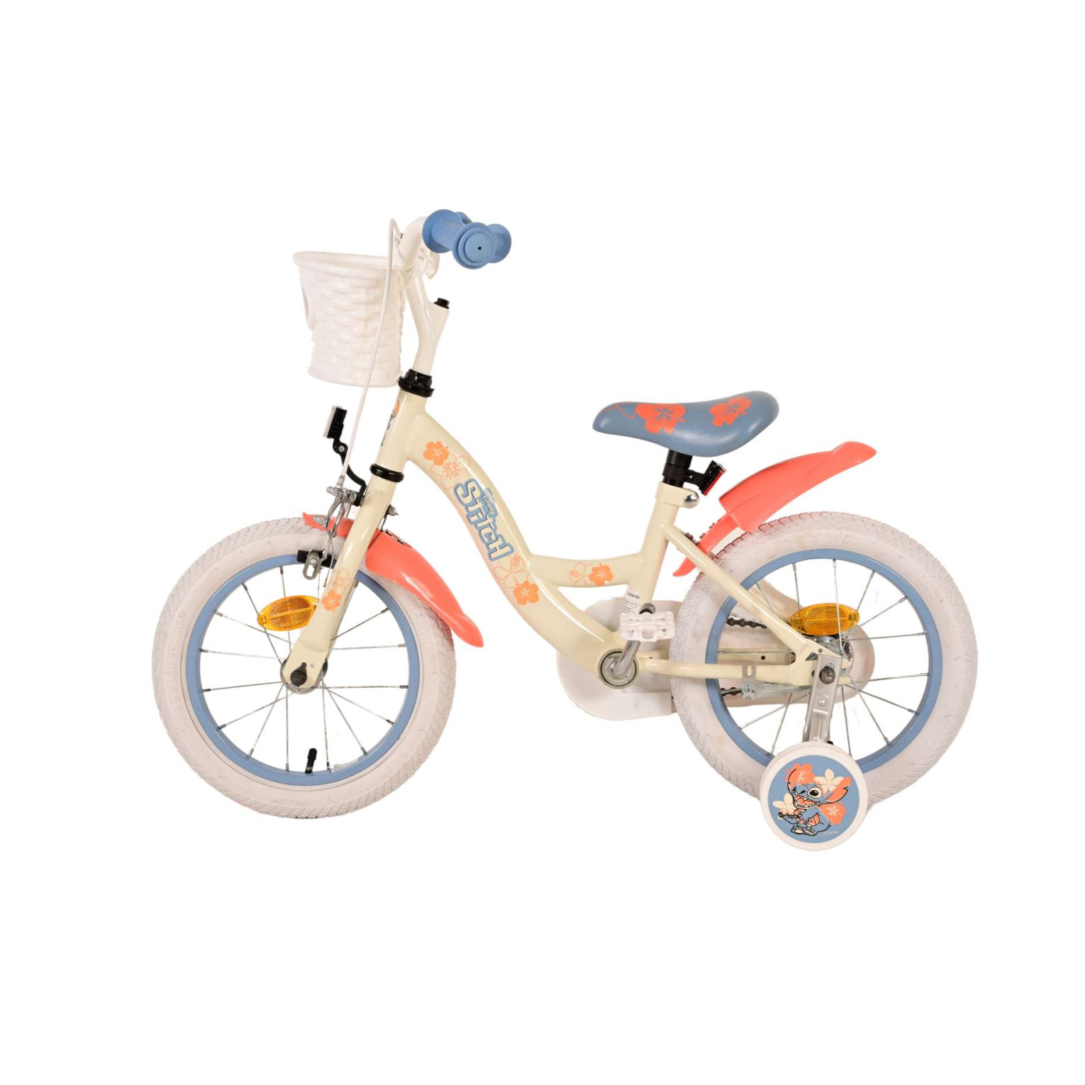 Disney Stitch Fiets - 14 inch - Crème Koraal Blauw