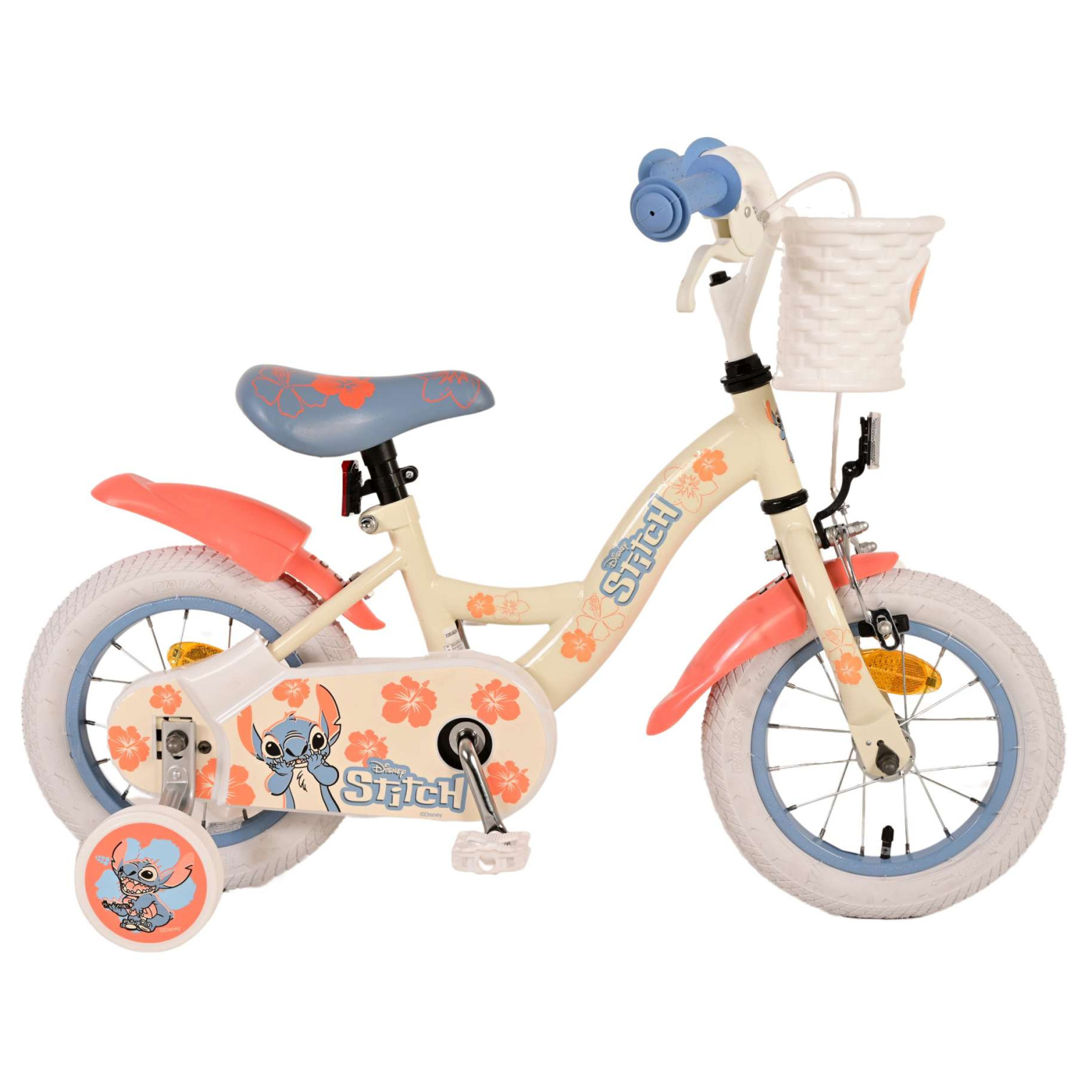 Disney Stitch Fiets - 12 inch - Crème Koraal Blauw