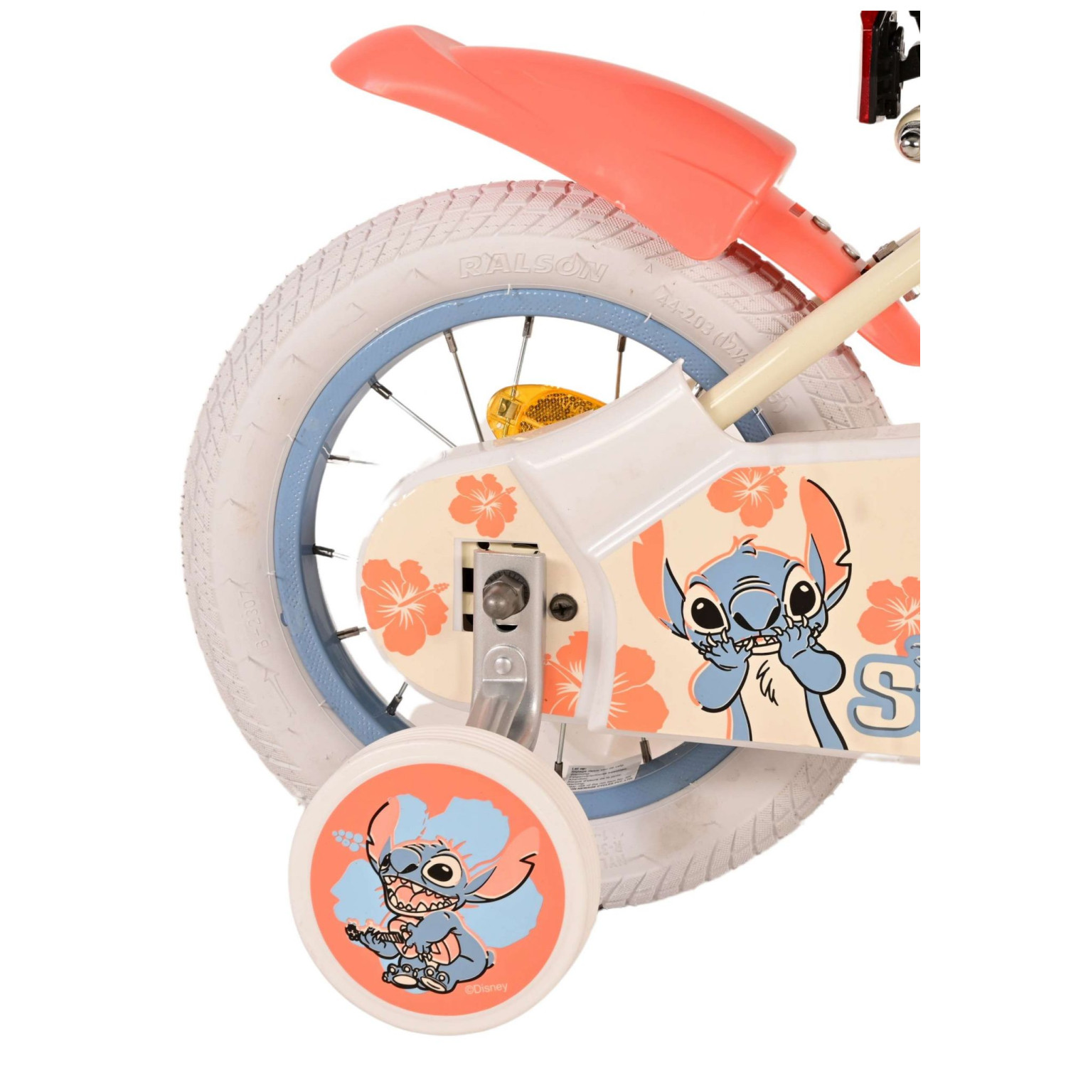 Disney Stitch Fiets - 12 inch - Crème Koraal Blauw