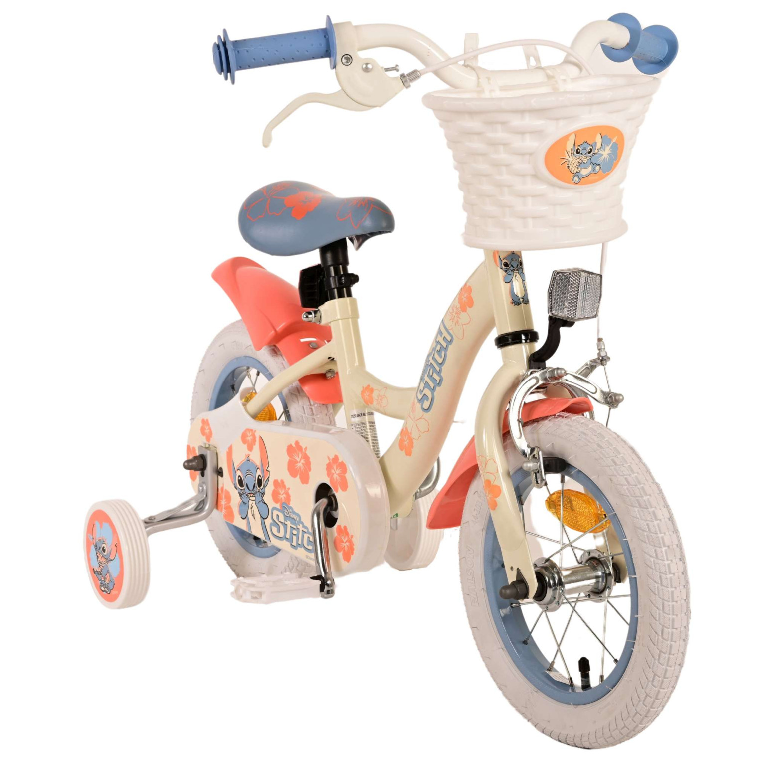 Disney Stitch Fiets - 12 inch - Crème Koraal Blauw