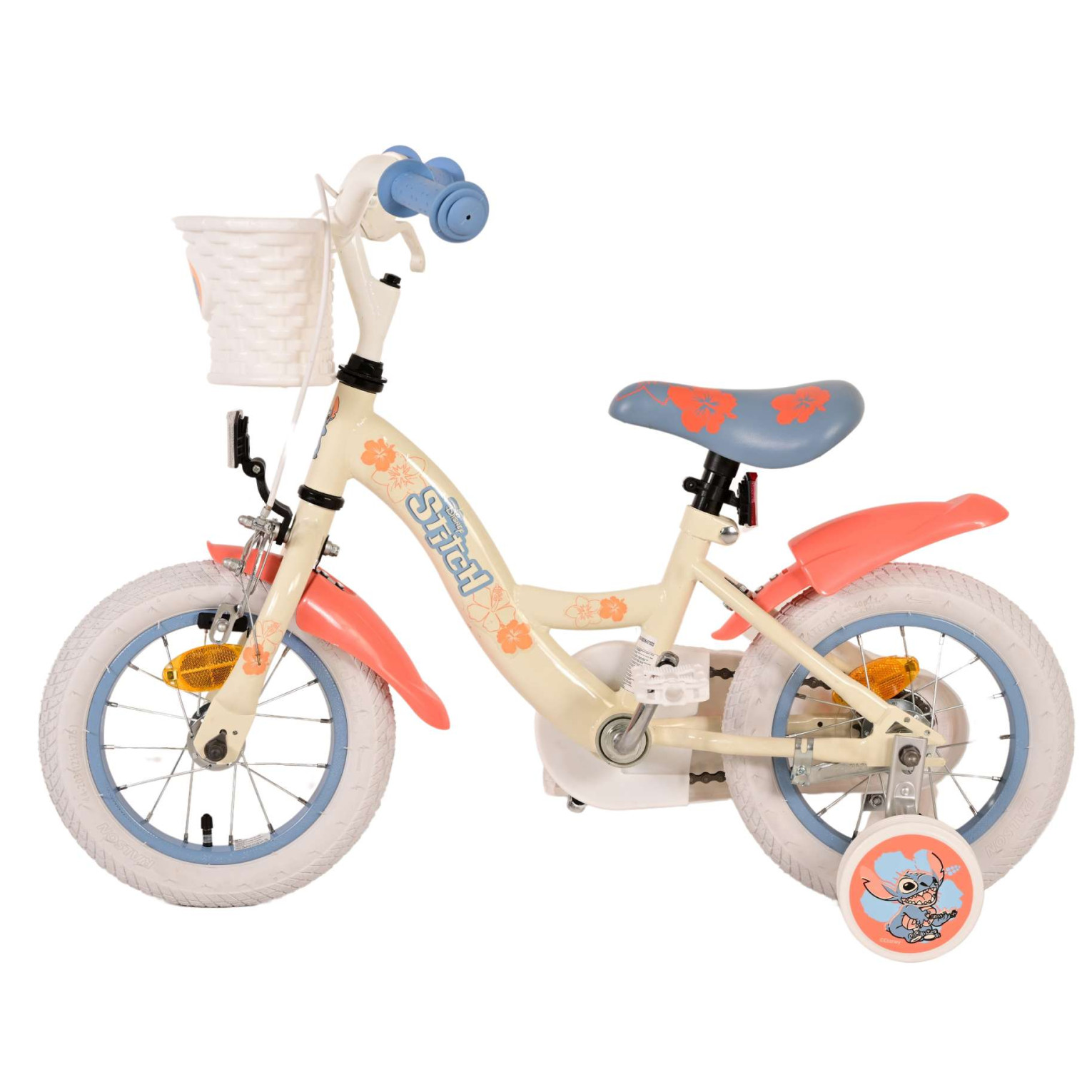 Disney Stitch Fiets - 12 inch - Crème Koraal Blauw