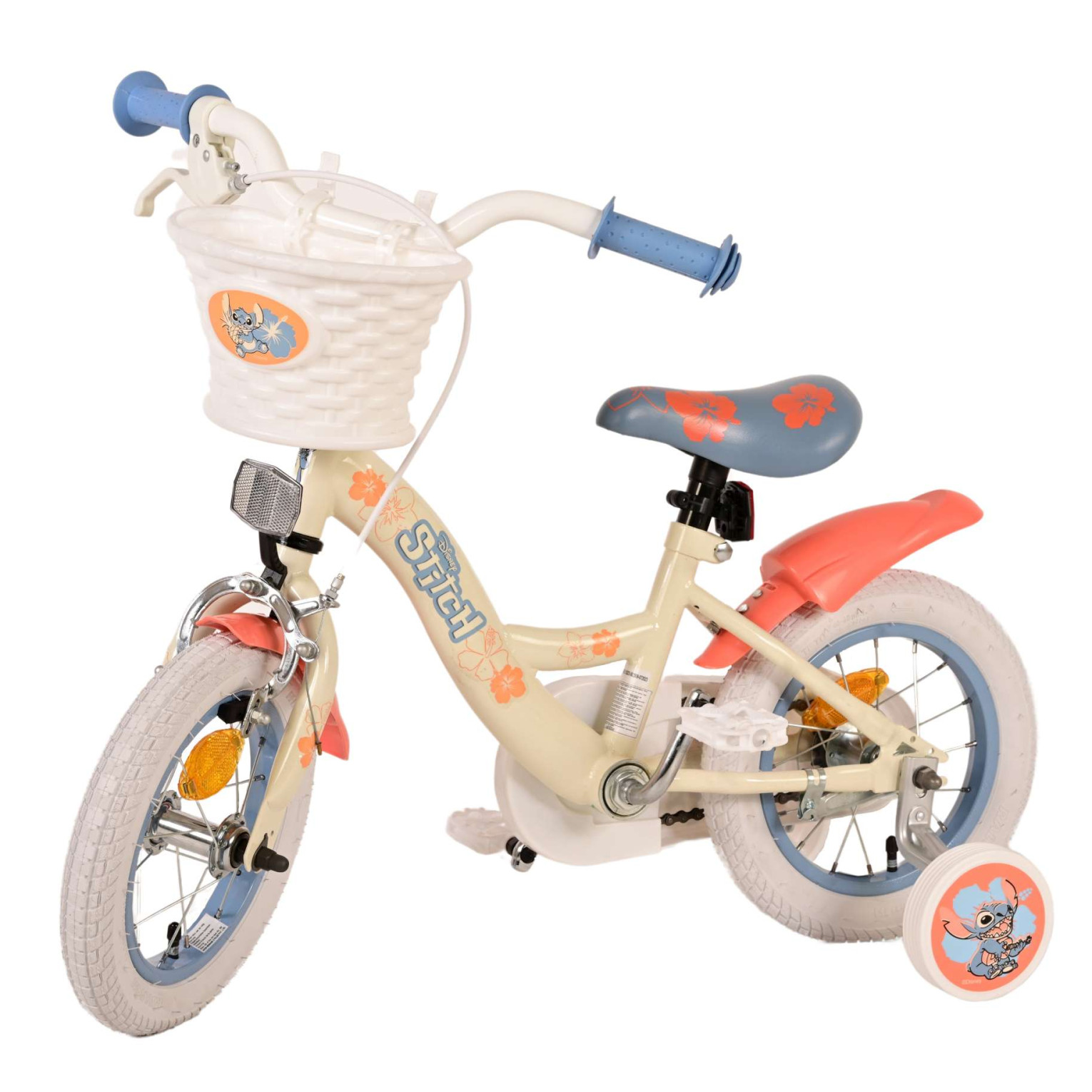 Disney Stitch Fiets - 12 inch - Crème Koraal Blauw