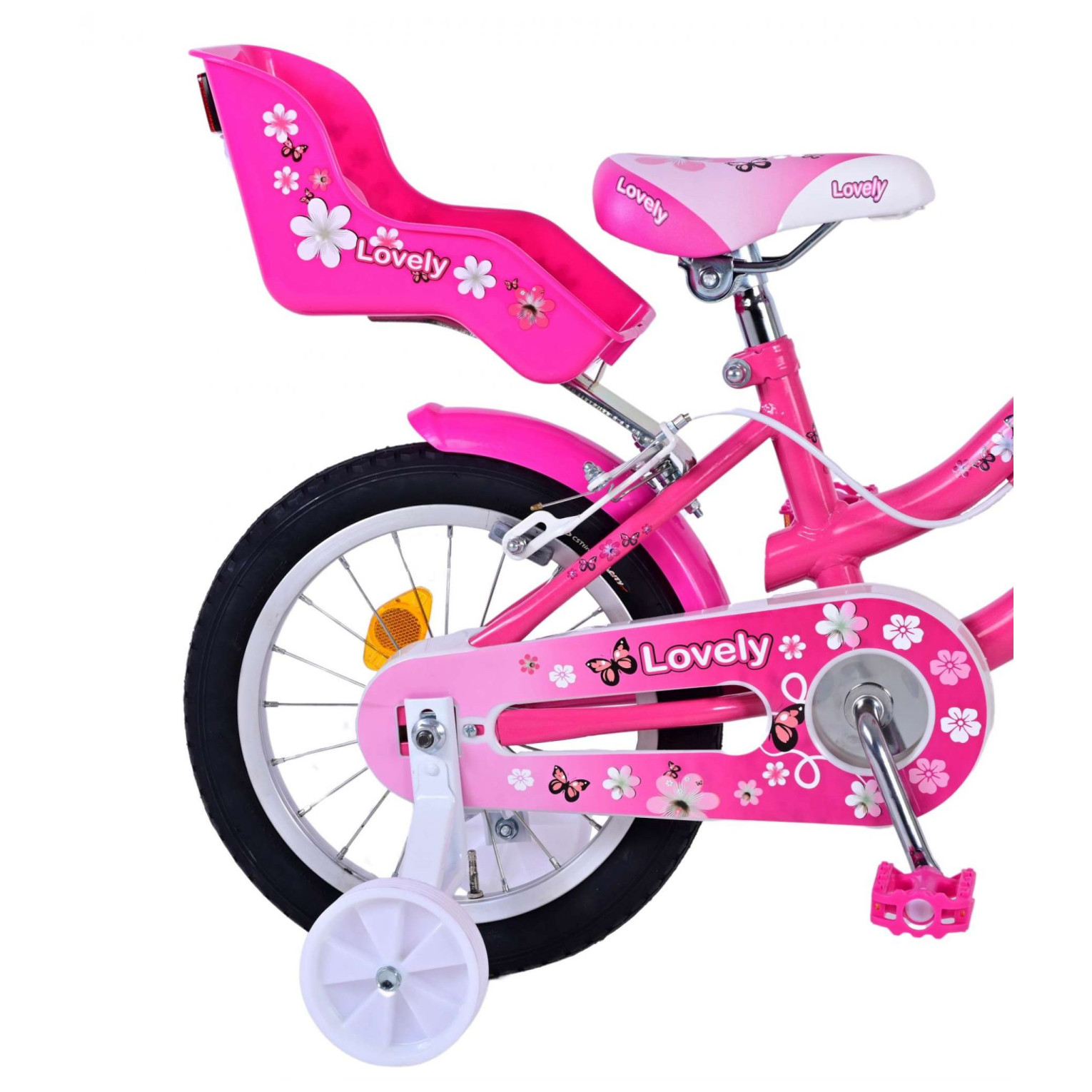 Volare Lovely Fiets - 14 inch - Roze Wit - Twee Handremmen