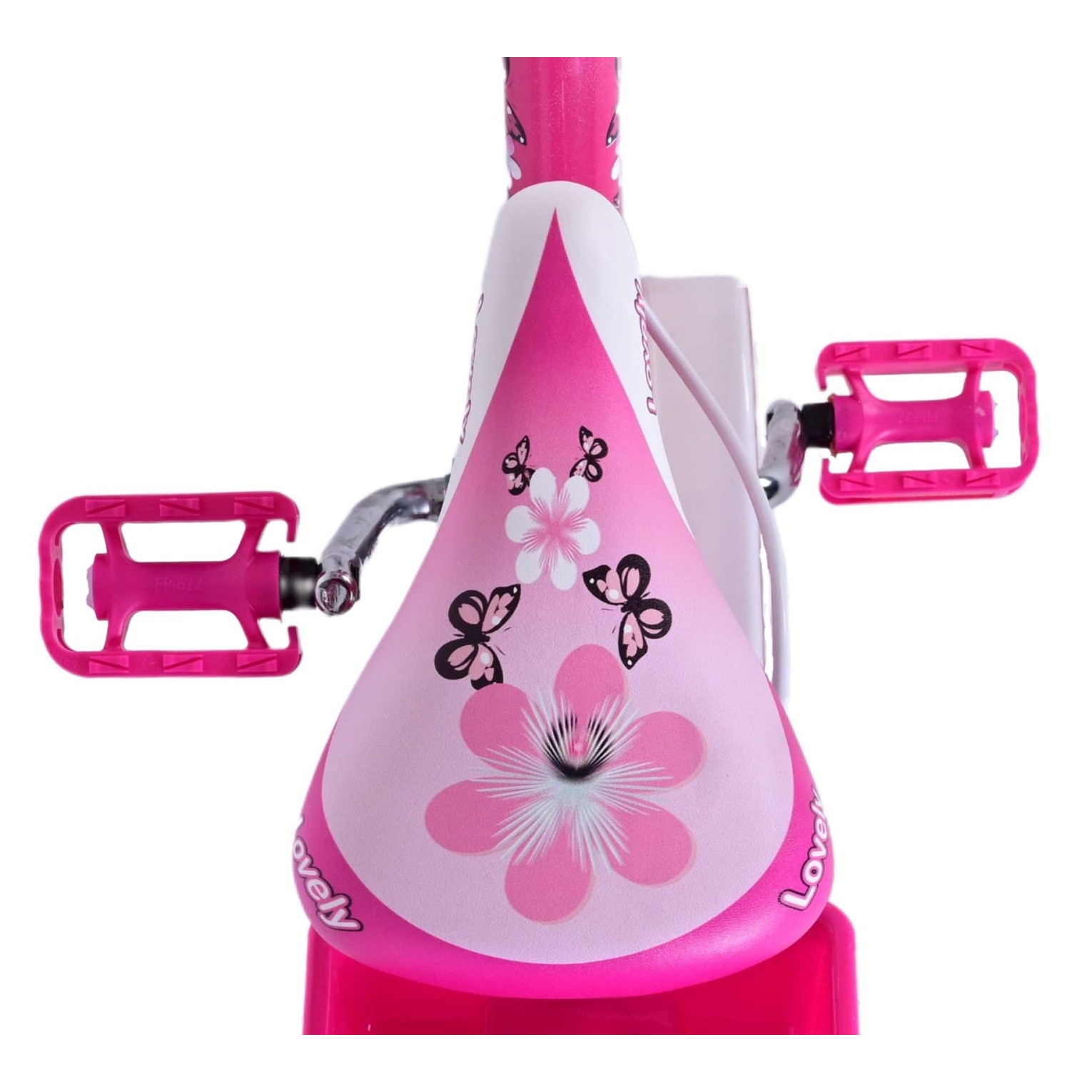 Volare Lovely Fiets - 14 inch - Roze Wit - Twee Handremmen